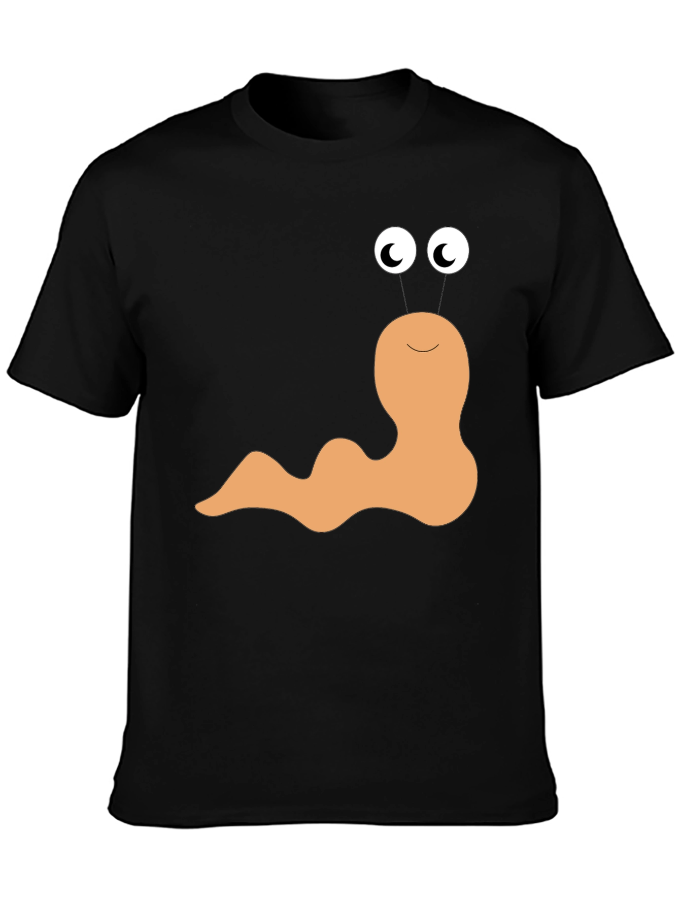 Black Funny Worm Graphic Tee - Black Cotton T-Shirt view 3