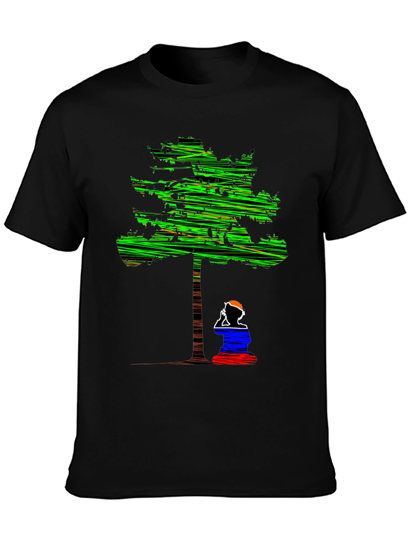 Black Abstract Tree Graphic Tee - Relaxed Fit Black T-Shirt view 3
