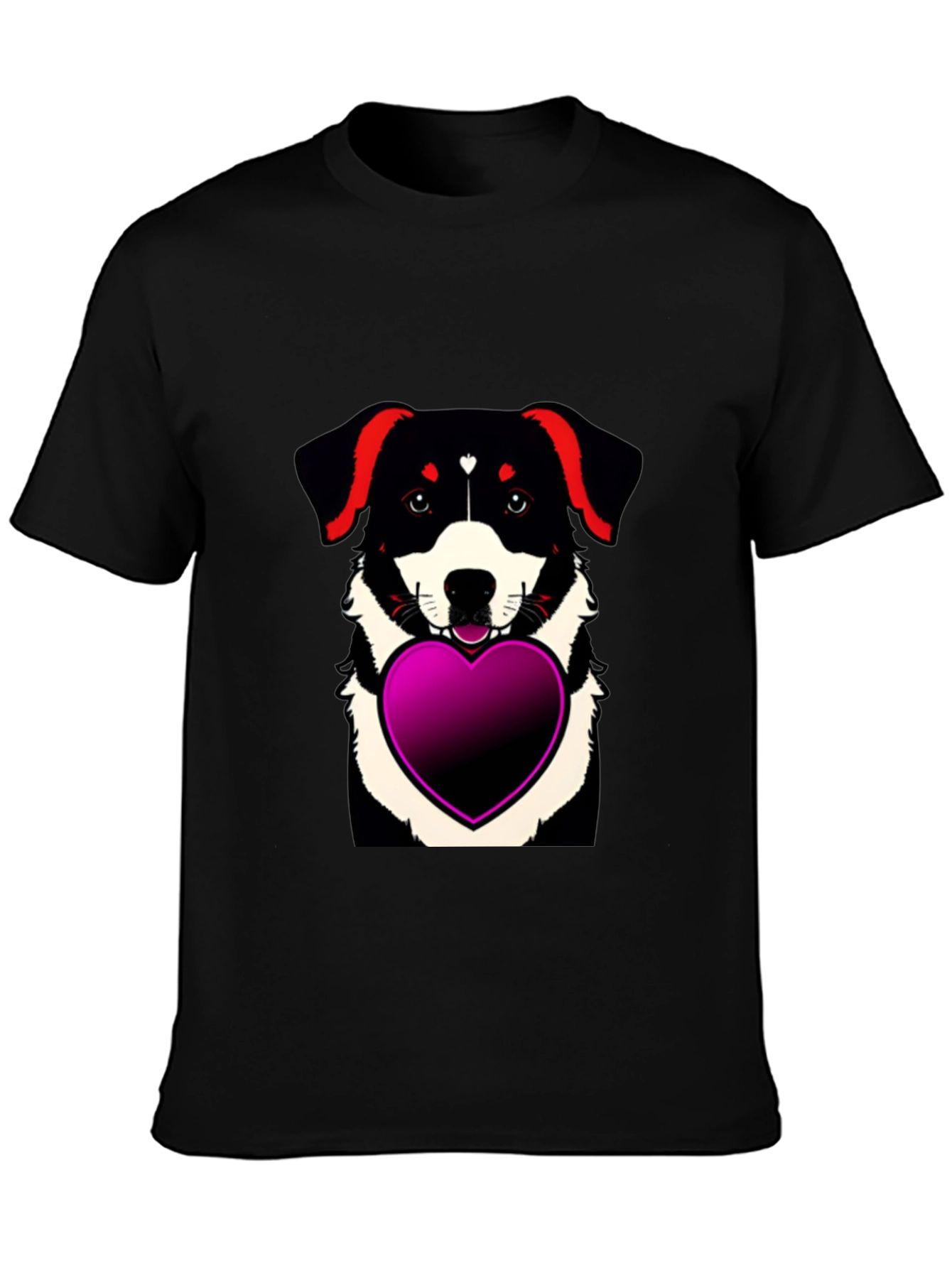 Black Dog with Heart T-Shirt - Men's Black Tee view 3