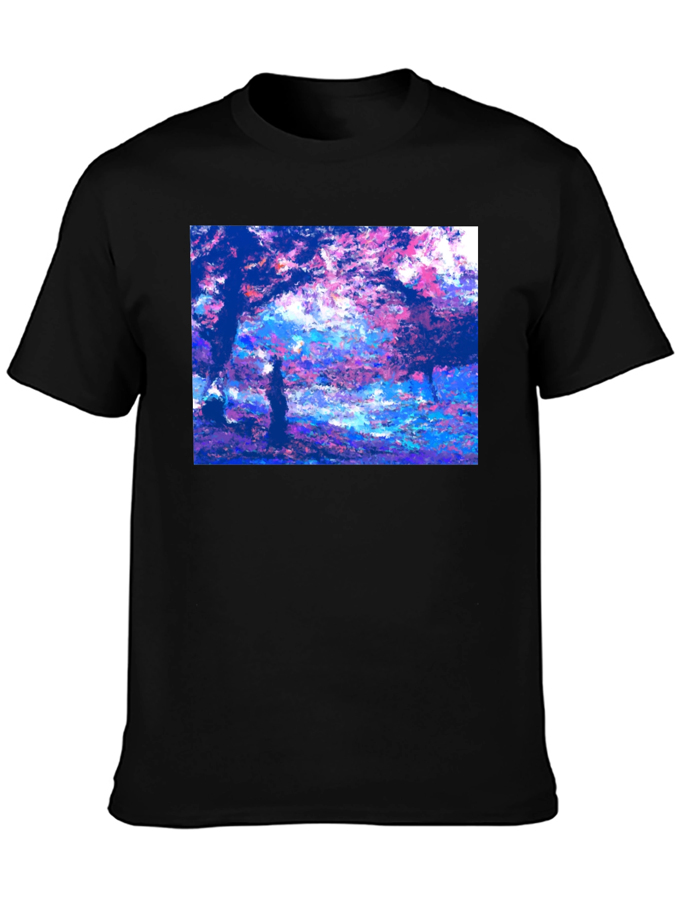 Black Impressionist Trees Black T-Shirt view 3