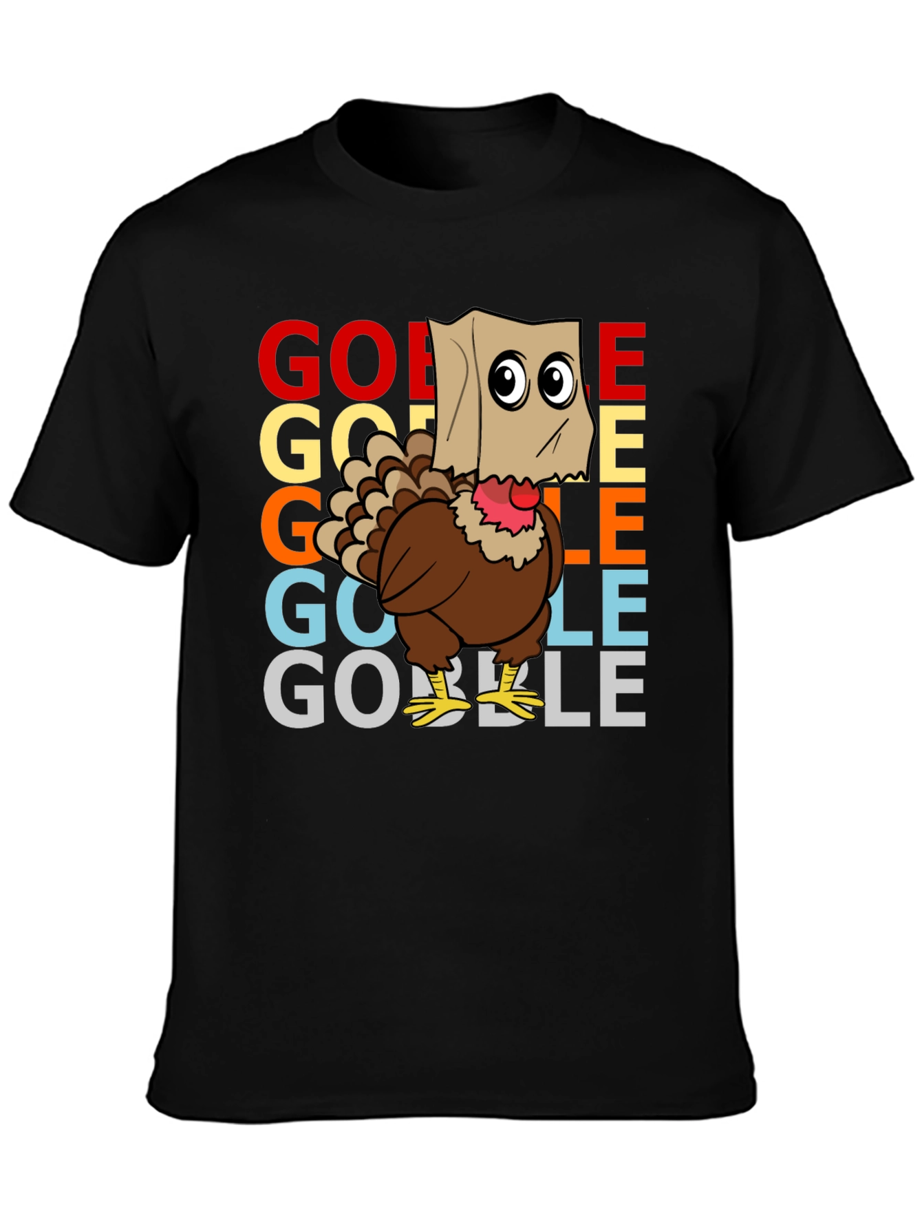 Black Gobble Turkey Thanksgiving Graphic Tee view 3