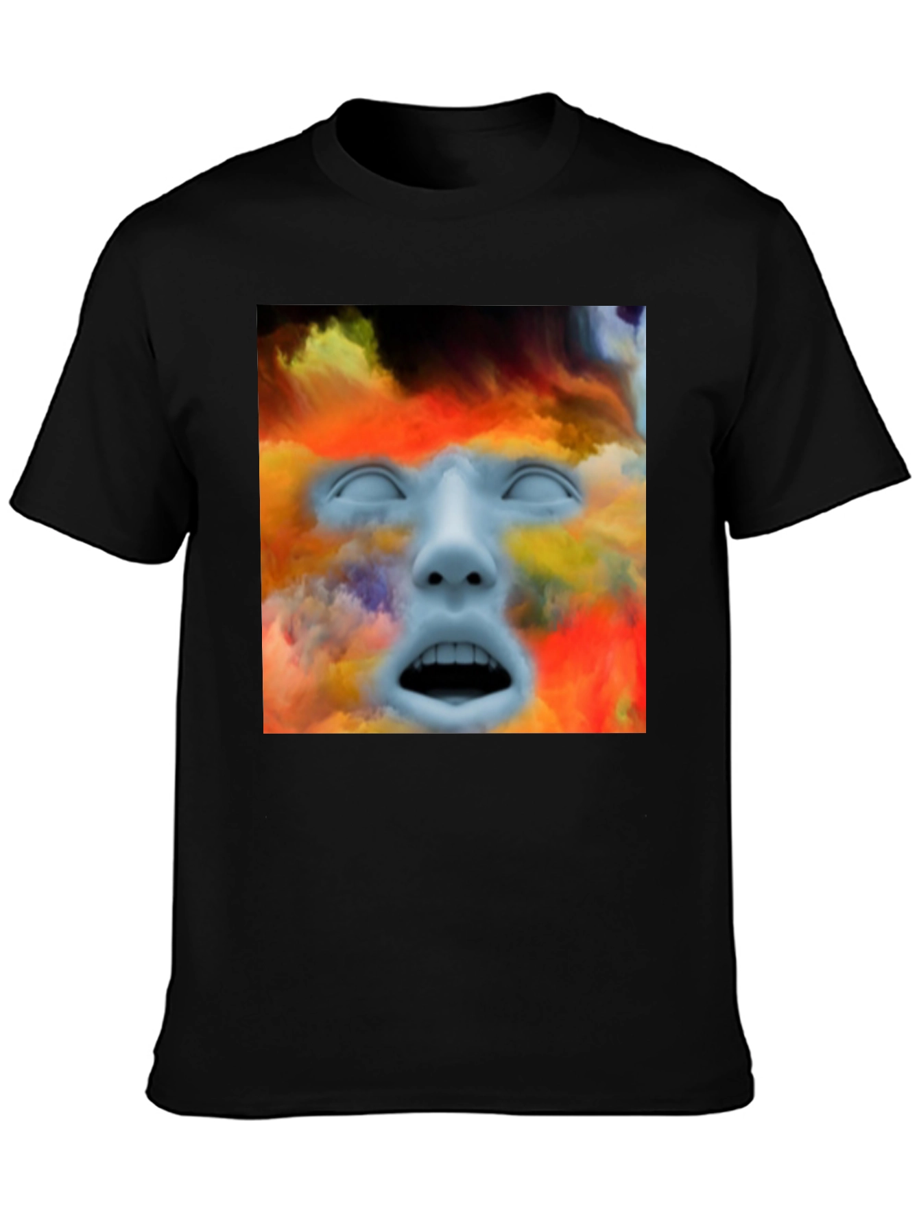 Black Surreal Face Graphic T-Shirt - Artistic Expression view 3