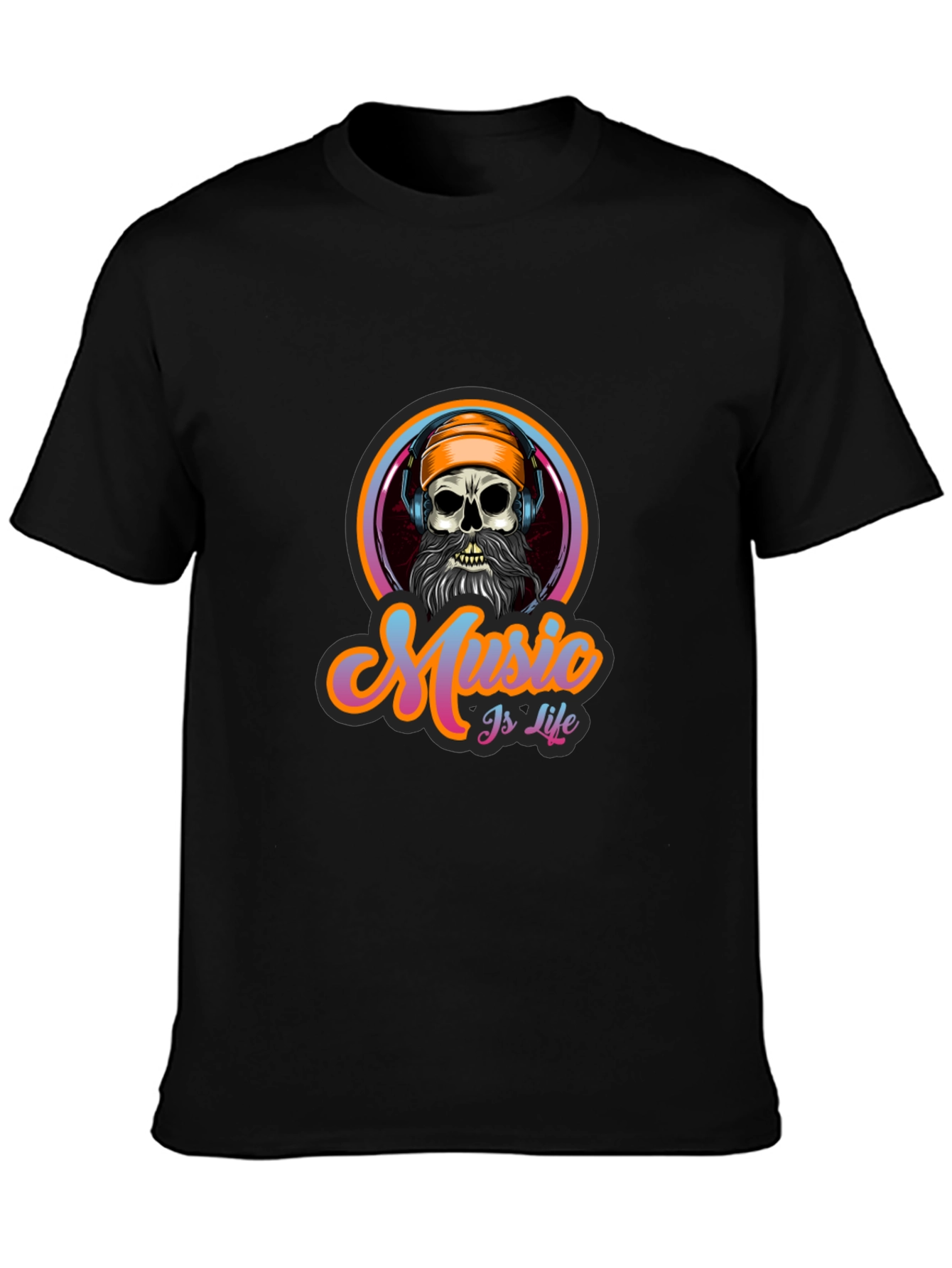 Black Music is Life Skull Graphic Tee - Black view 3