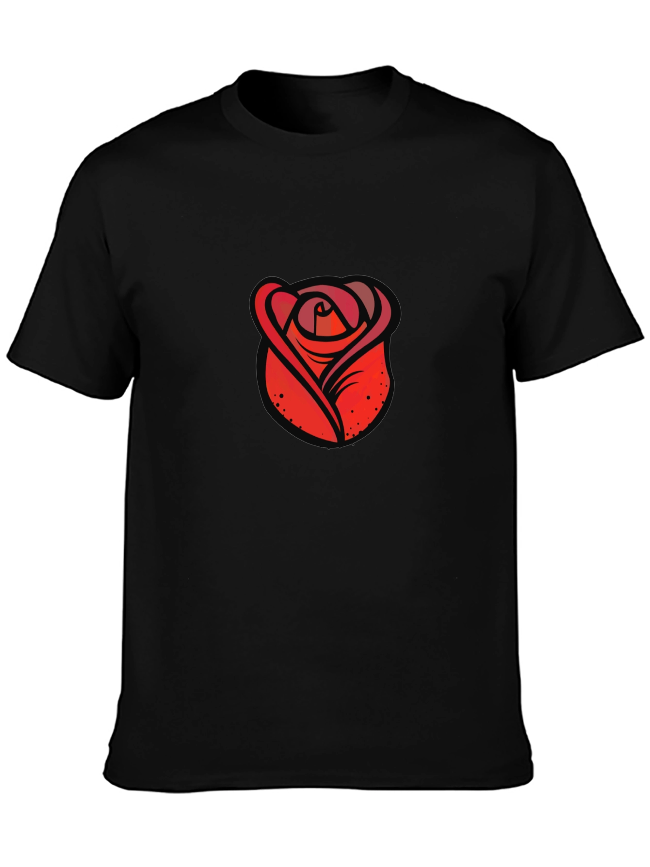 Black Red Rose Graphic Black T-Shirt view 3