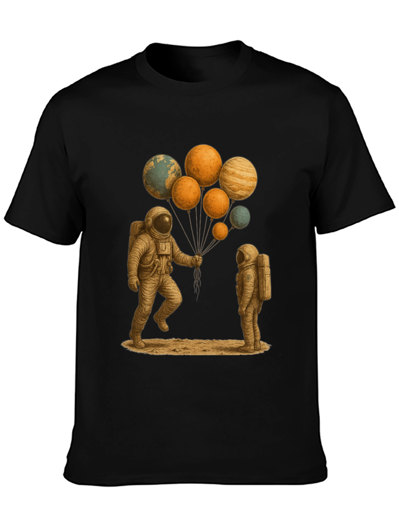 Black Astronauts and Planet Balloons Graphic Tee view 3