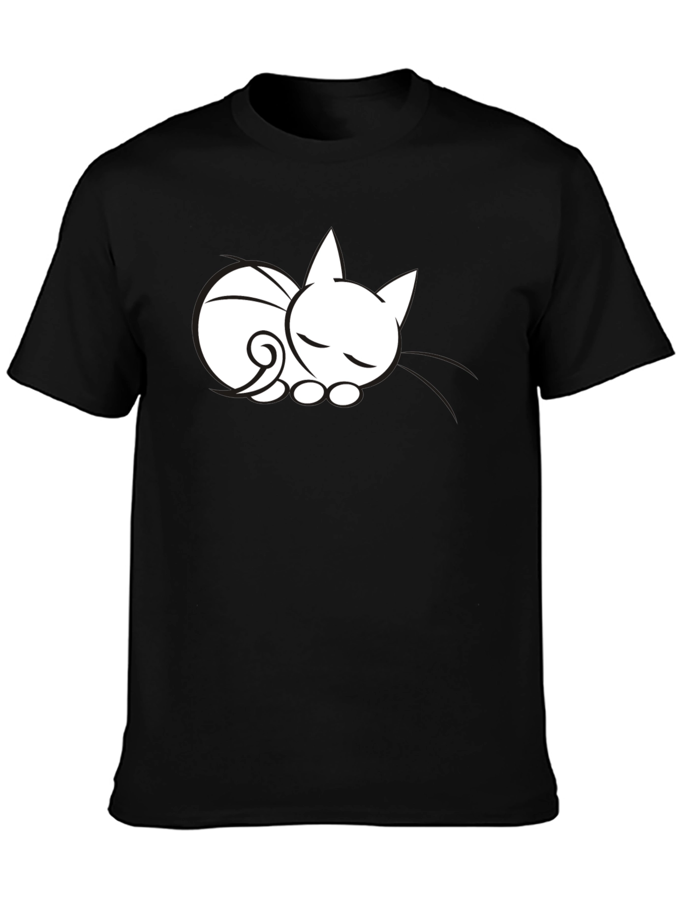 Black Sleeping Cat Graphic Tee - Soft Cotton view 3