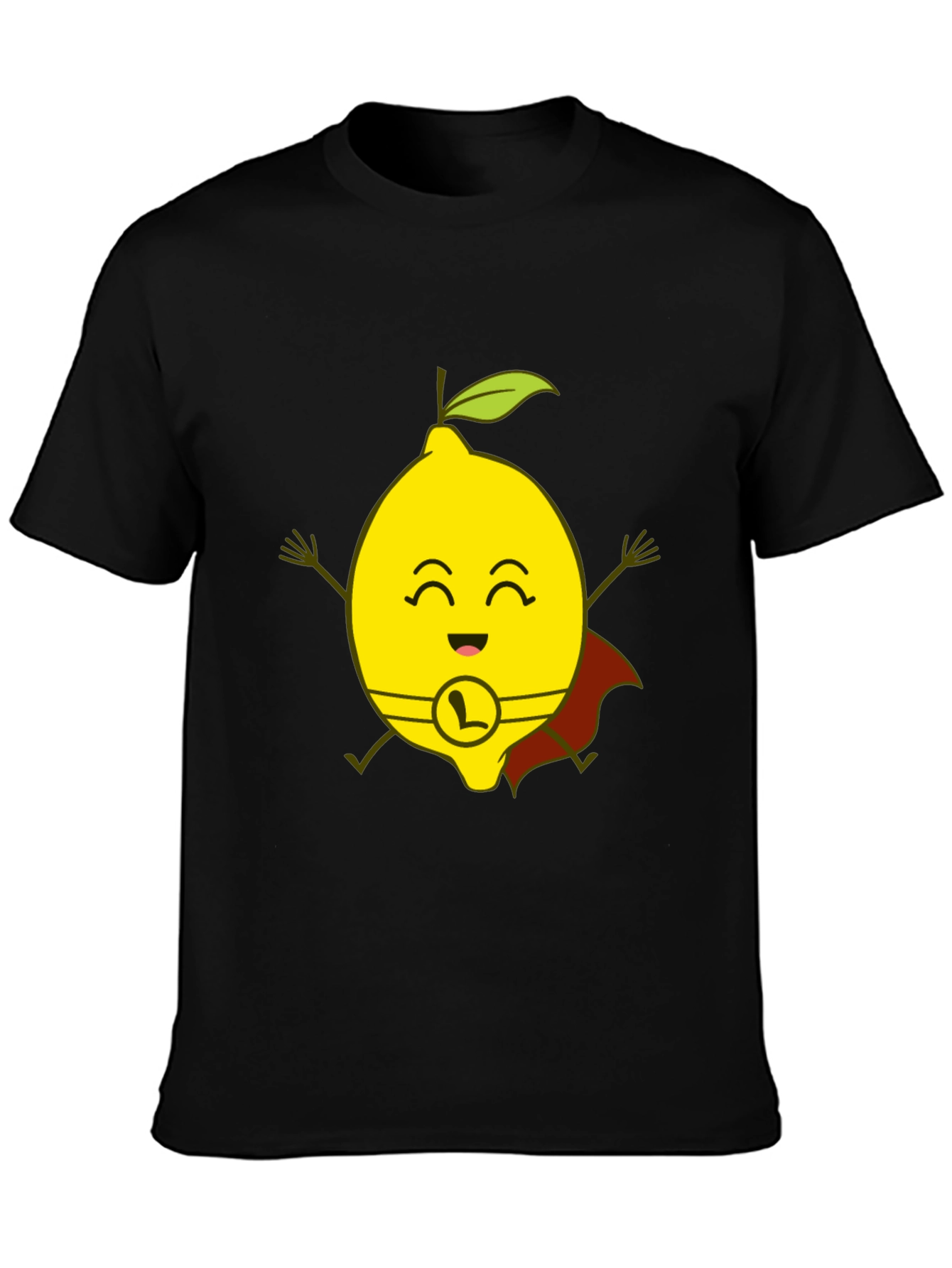 Black Super Lemon T-Shirt - Funny Cartoon Hero Tee view 3