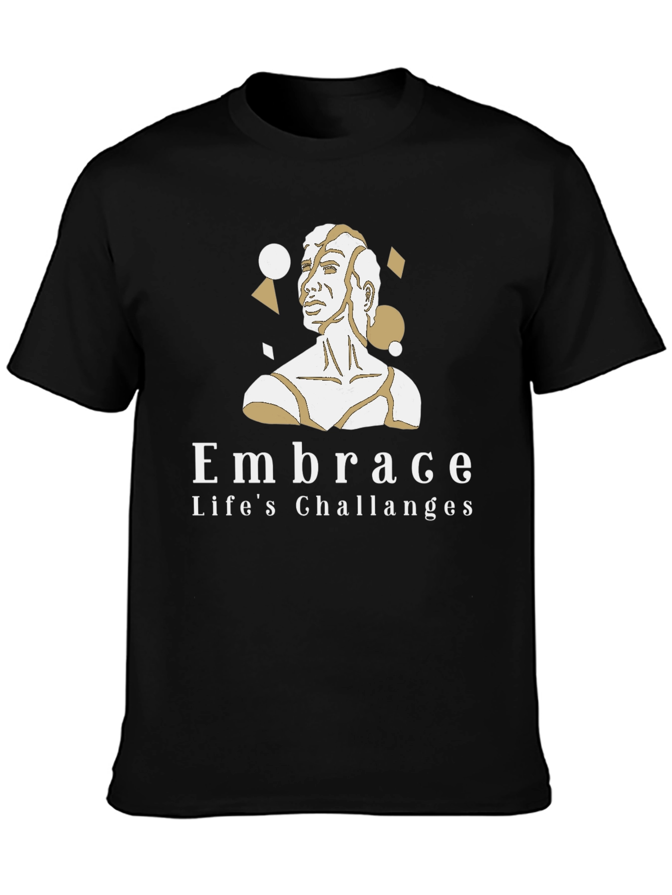 Black Embrace Life's Challenges Black Graphic Tee view 3