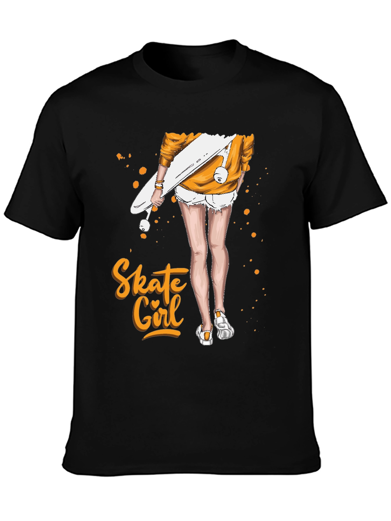 Black Skate Girl Graphic T-Shirt - Black view 3