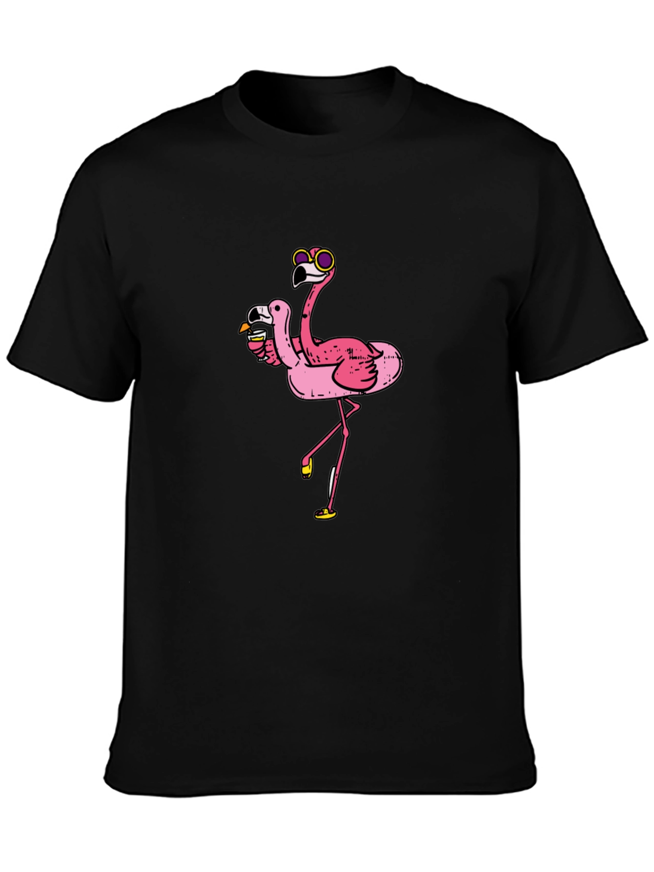 Black Funky Flamingo Tee - Party Animal Vibe! view 3
