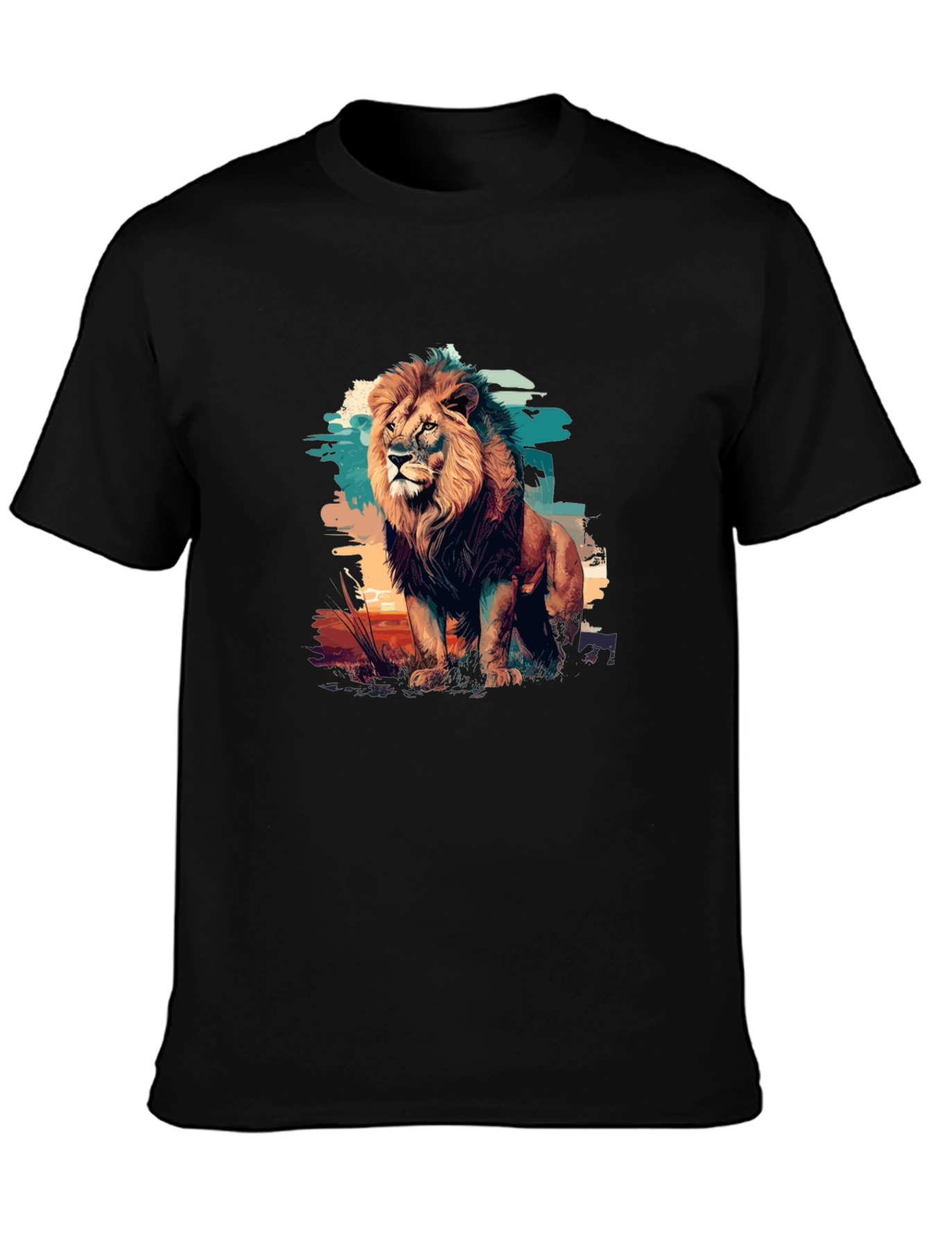 Black Lion Graphic Print Black T-Shirt view 3