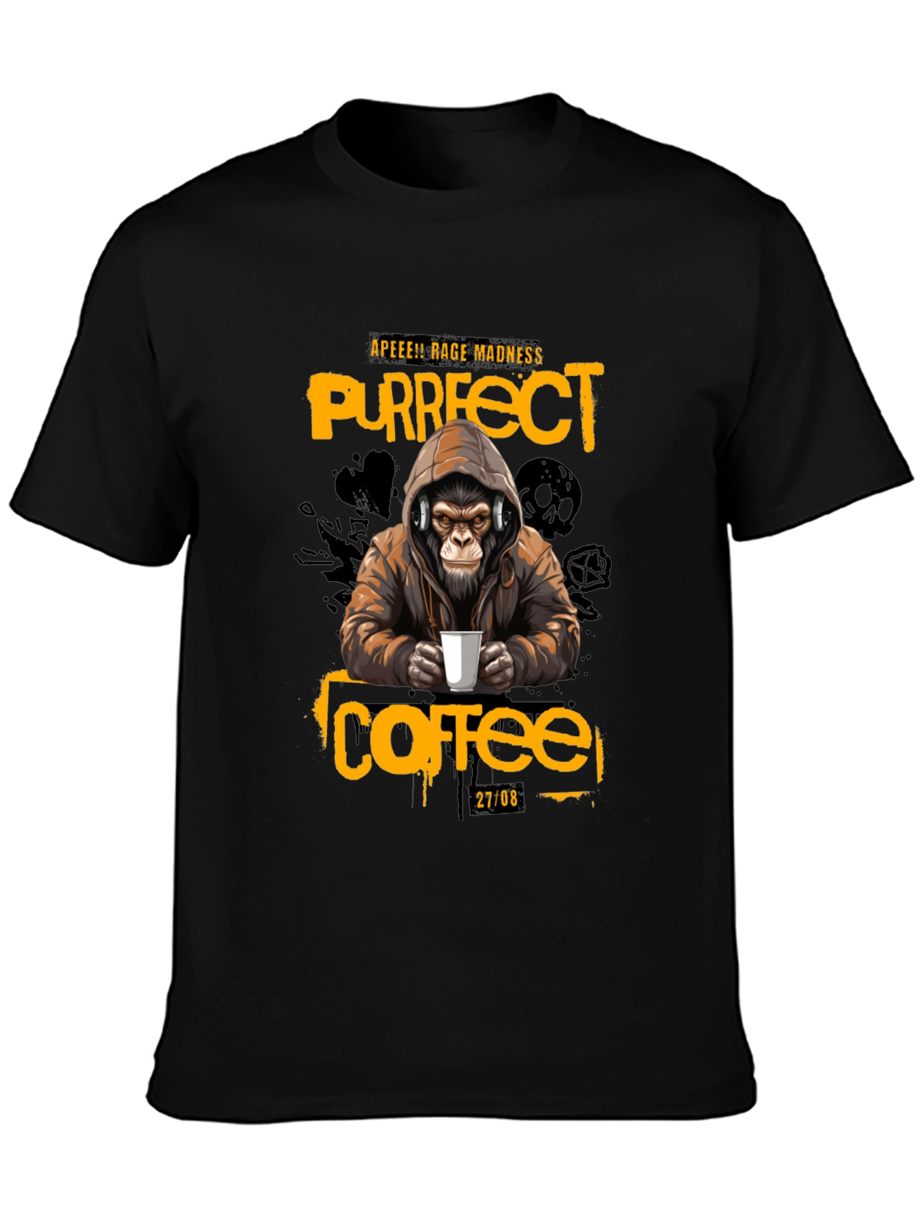 Black Ape Coffee T-Shirt - Purrfect Rage Madness view 3