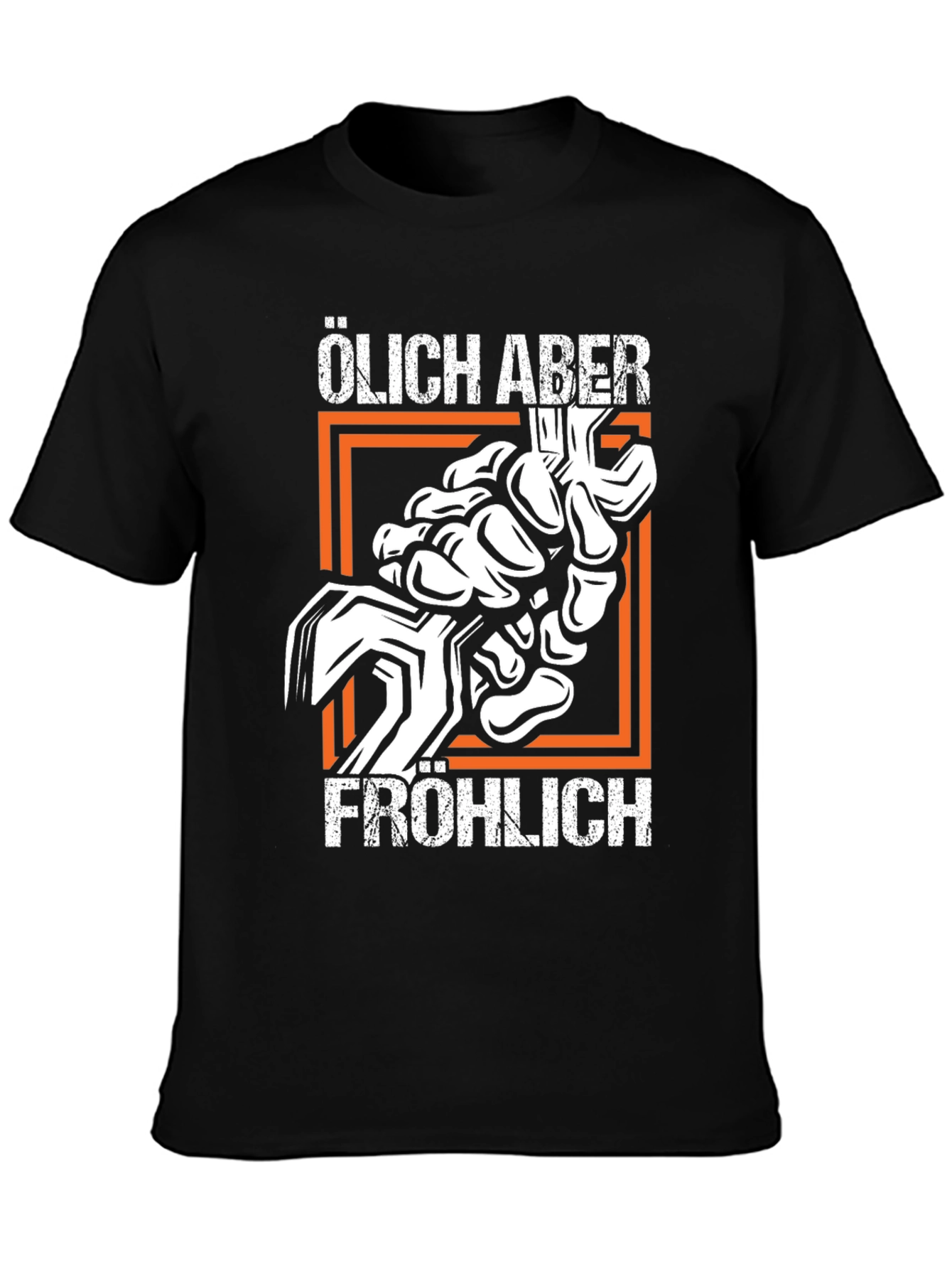 Black Oily But Happy Graphic T-Shirt - Black Crew Neck view 3