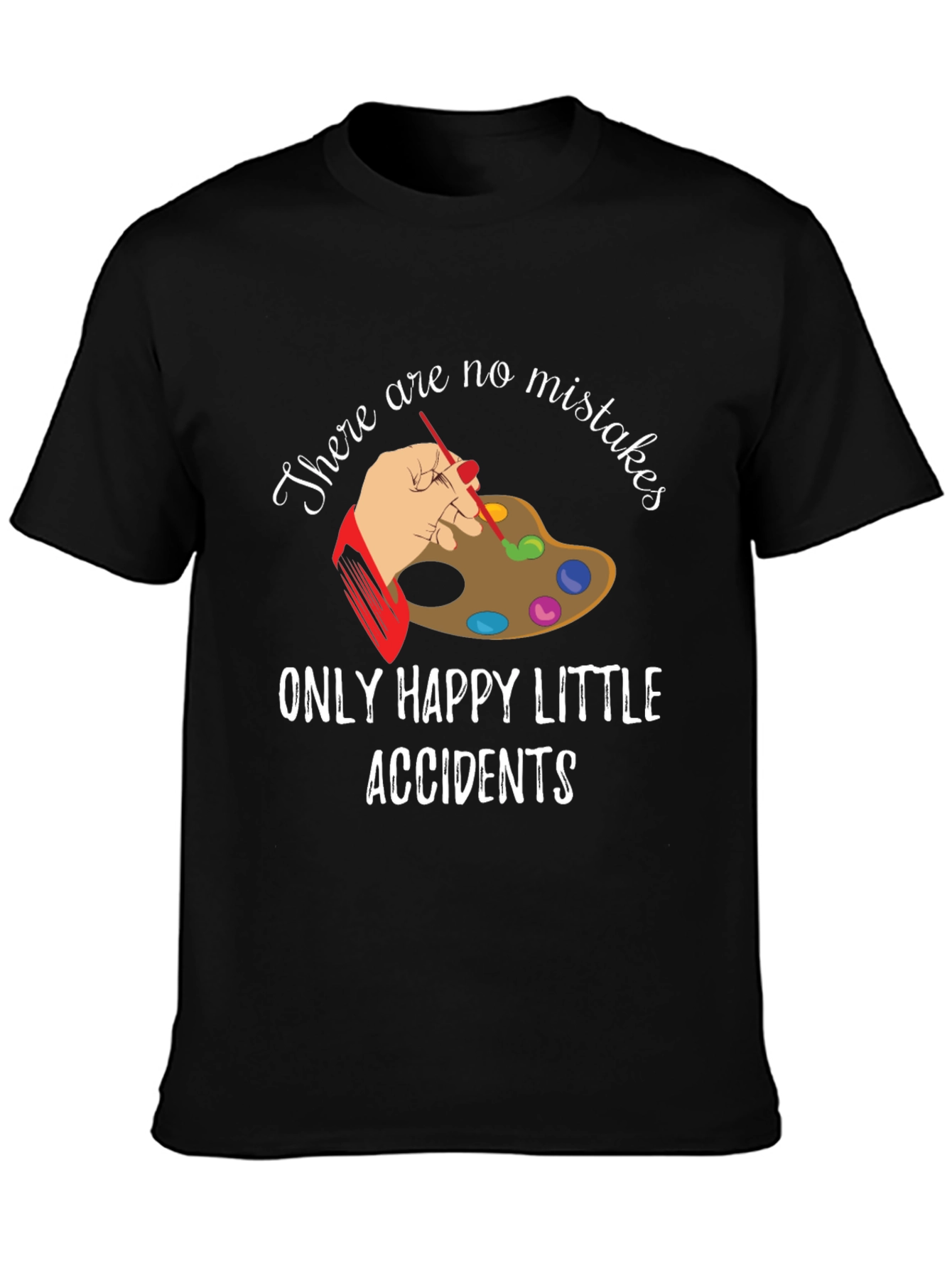 Black Happy Accidents T-Shirt - Artistic Black Tee view 3