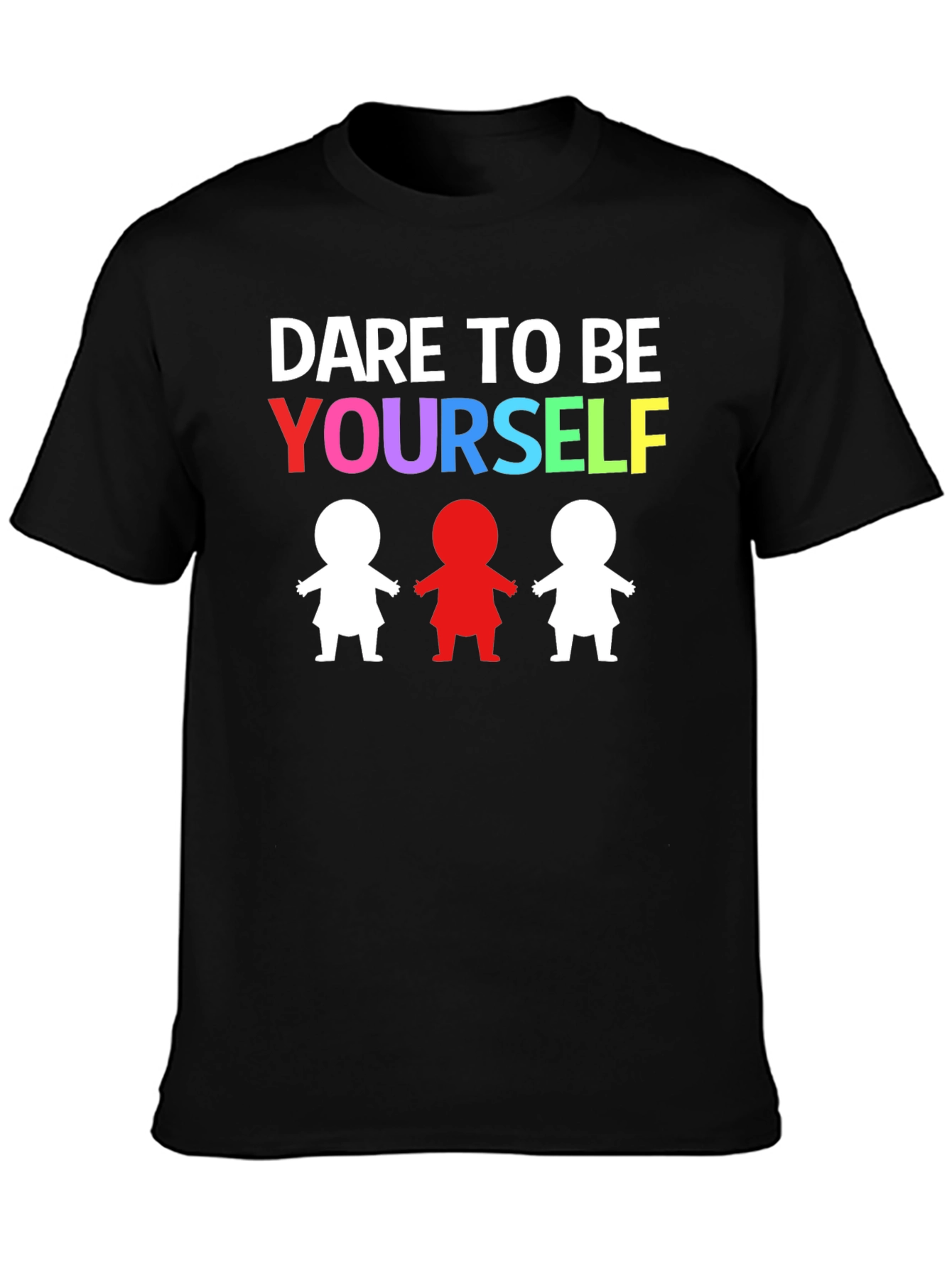 Black Dare to Be Yourself Graphic Print Black T-Shirt view 3