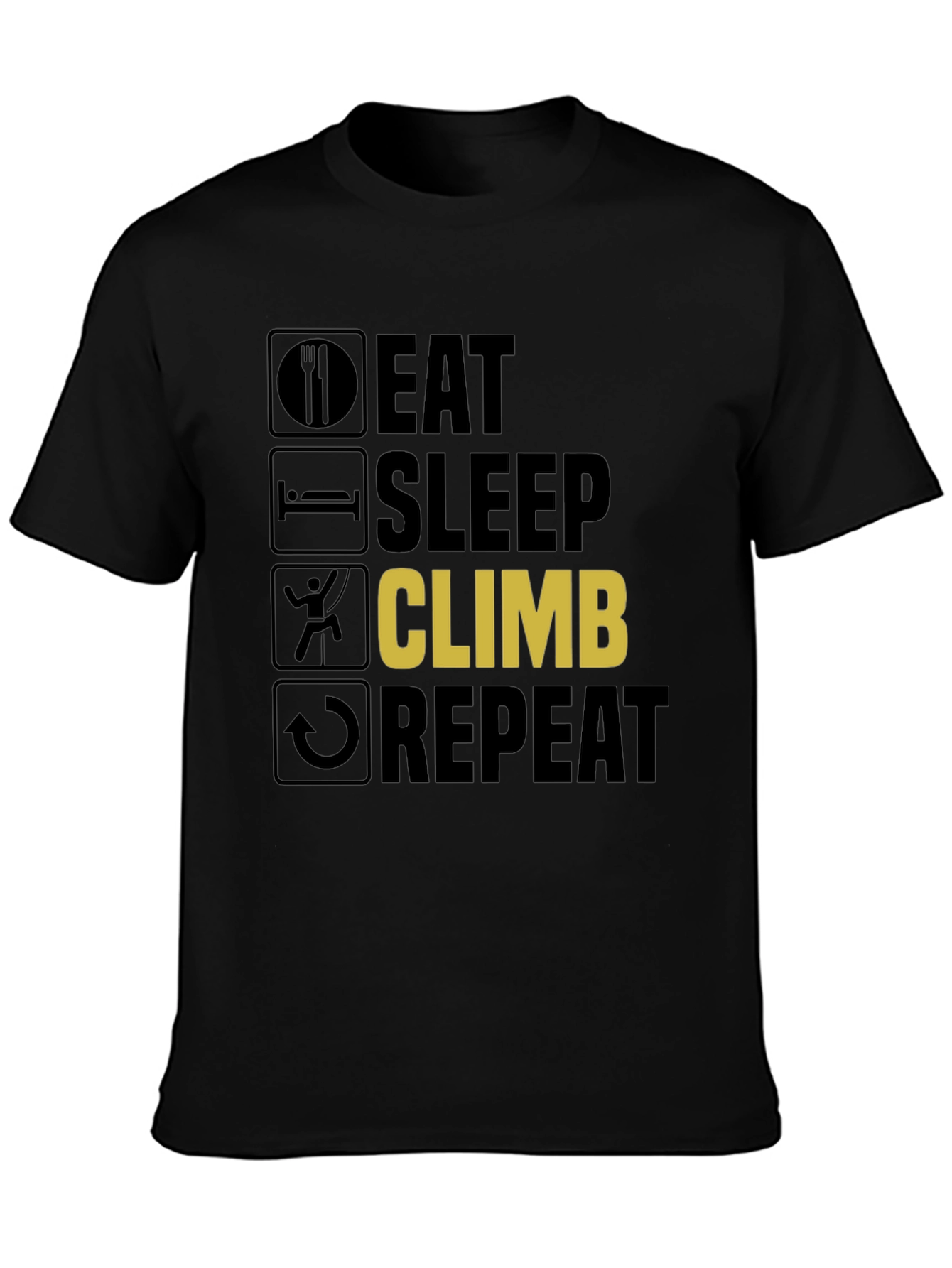Black Eat Sleep Climb Repeat T-Shirt - Climbing Enthusiast view 3