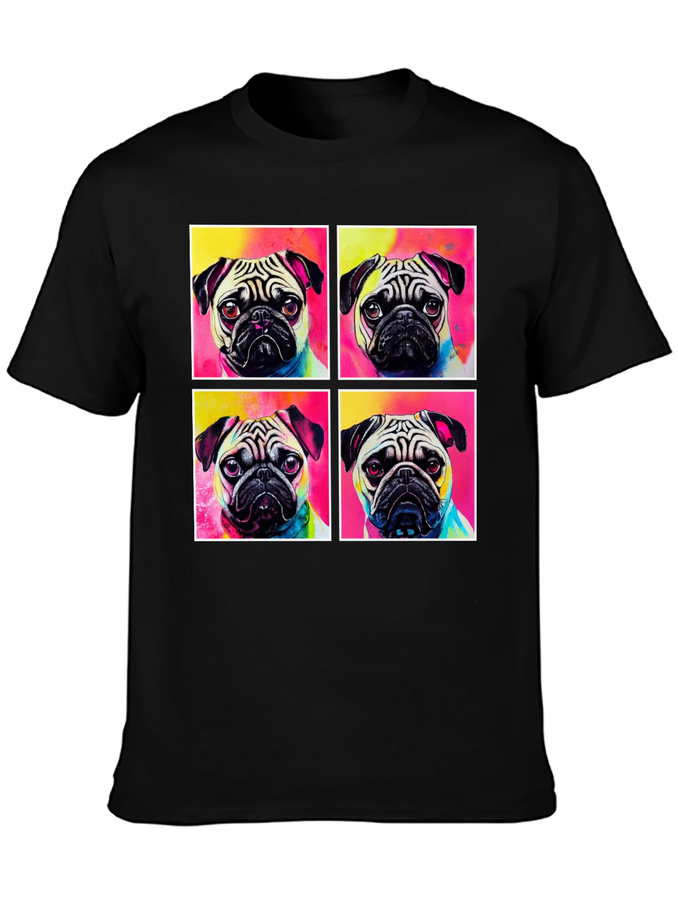 Black Pug Pop Art T-Shirt view 3