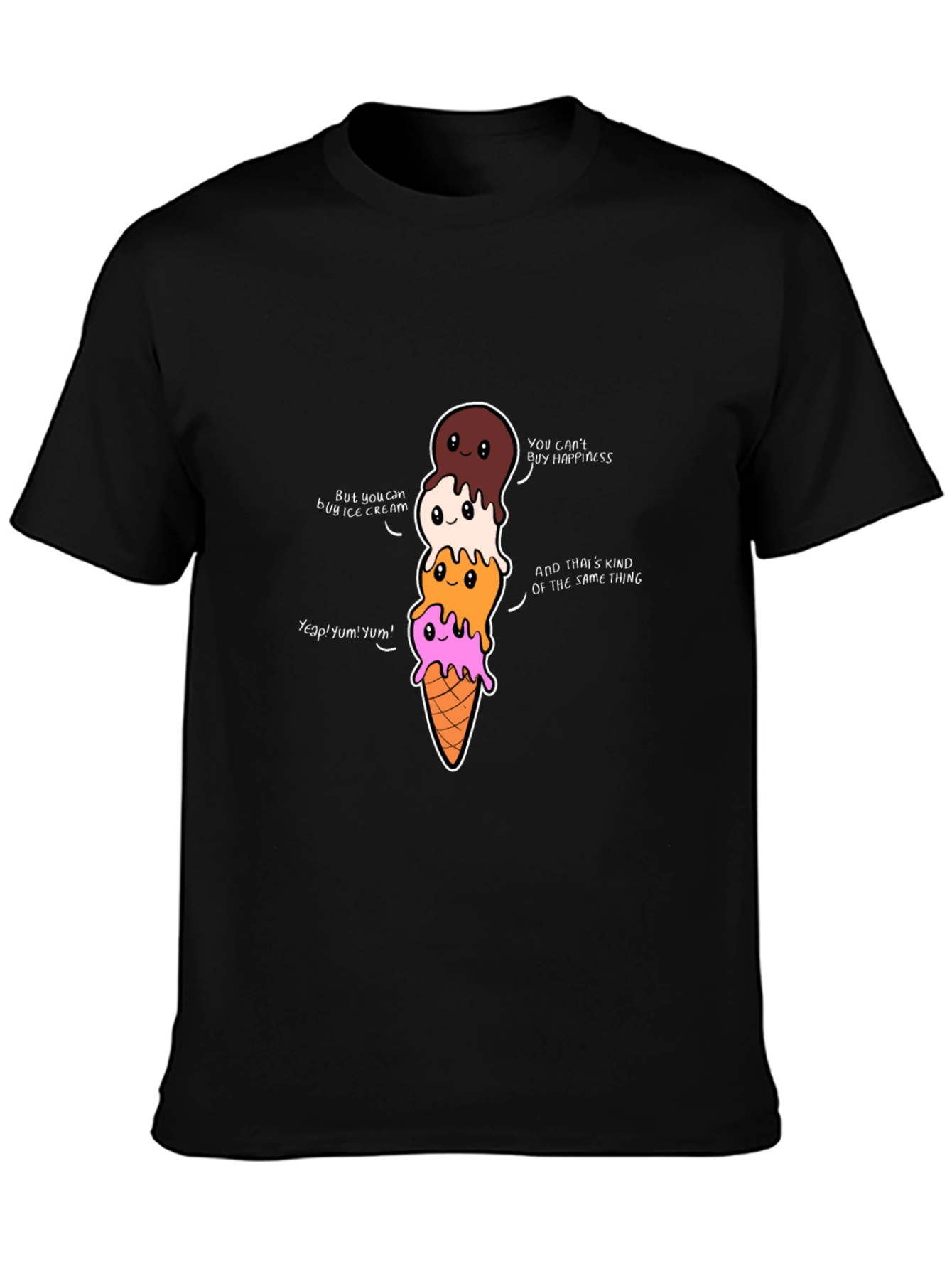 Black Ice Cream Happiness Graphic Tee view 3