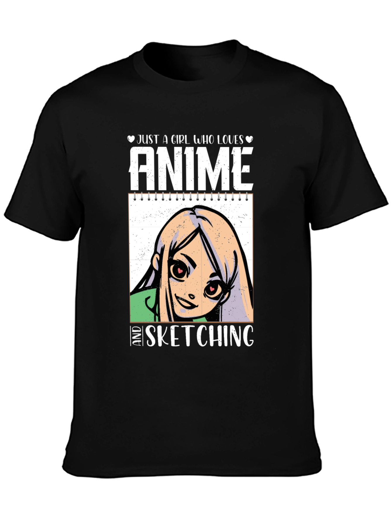 Black Anime Sketching Graphic T-Shirt view 3