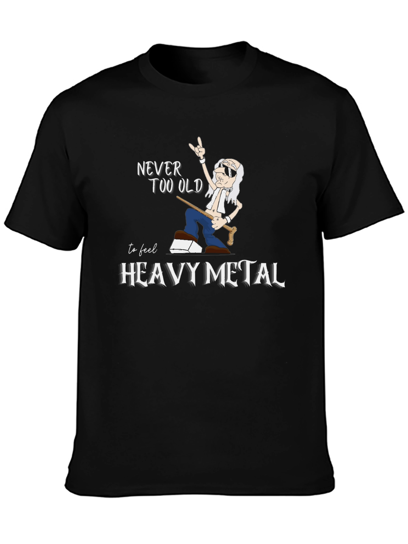 Black Never Too Old Heavy Metal Graphic T-Shirt view 3