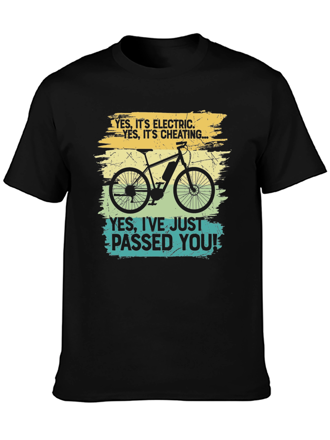 Black Electric Bike T-Shirt - "Yes, I've Just Passed You!" view 3