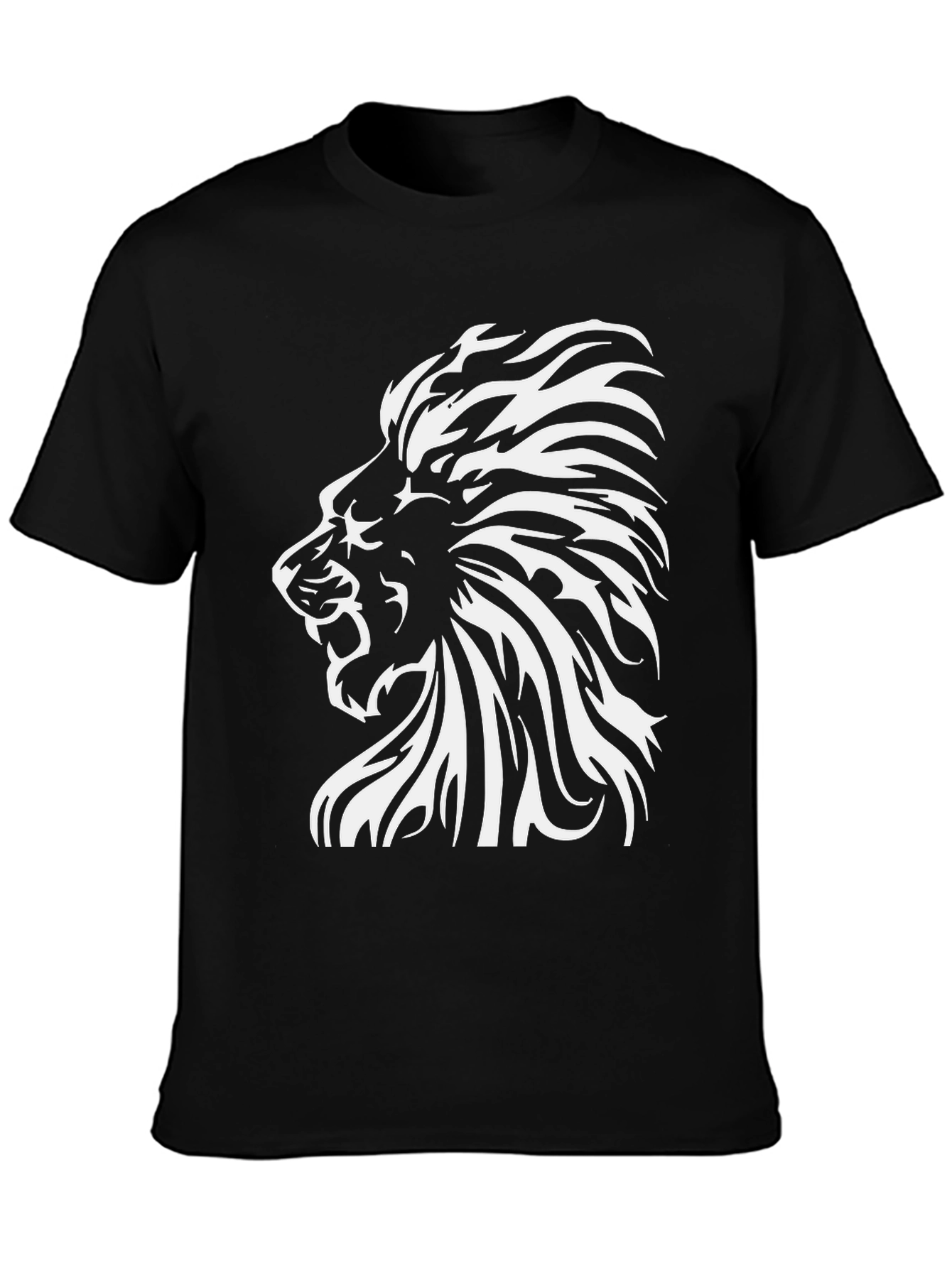 Black Lion Graphic Print T-Shirt - Bold Black Tee view 3