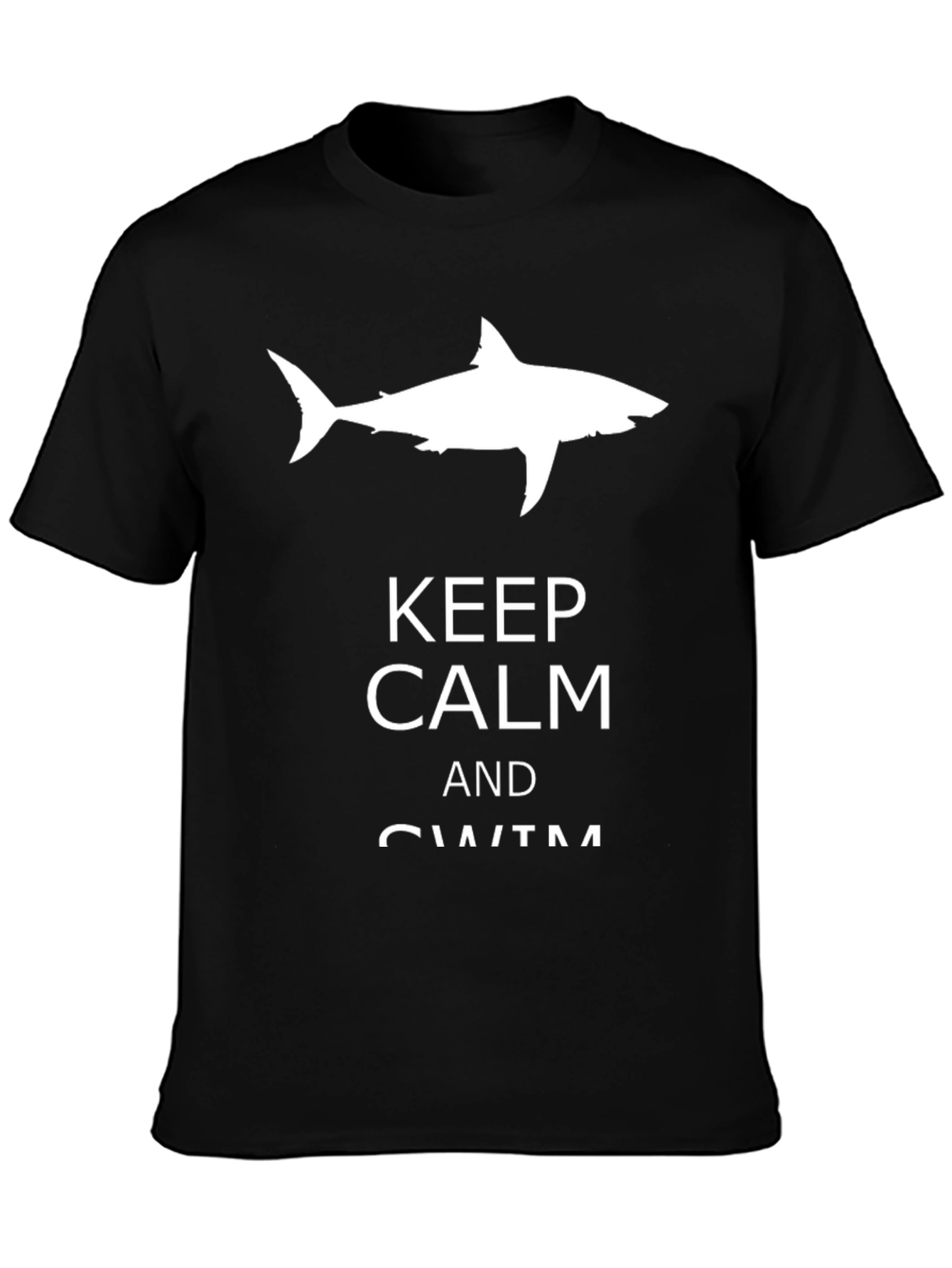Black Keep Calm and Swim Black T-Shirt with Shark view 3