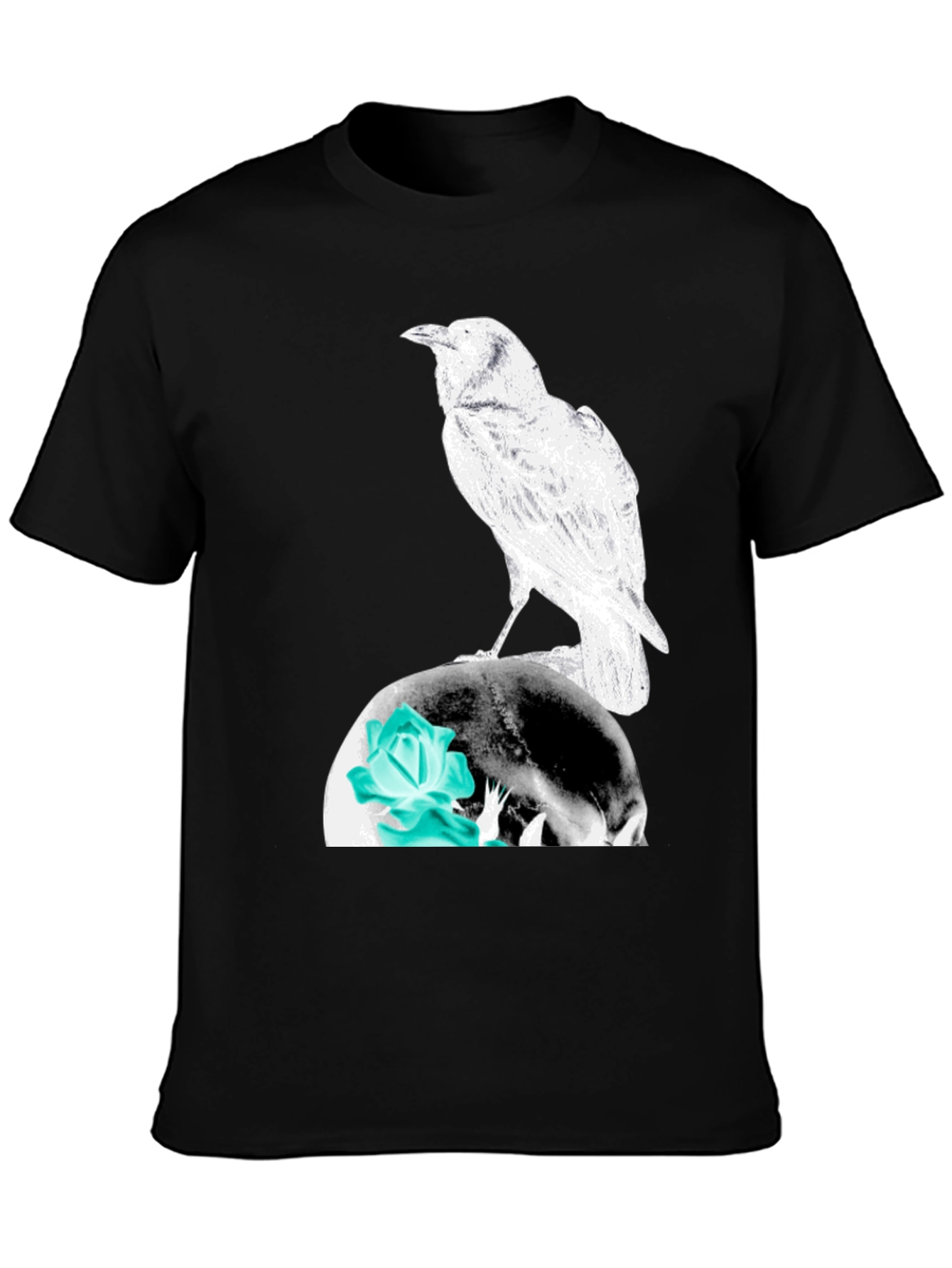 Black Raven Skull Graphic Tee view 3