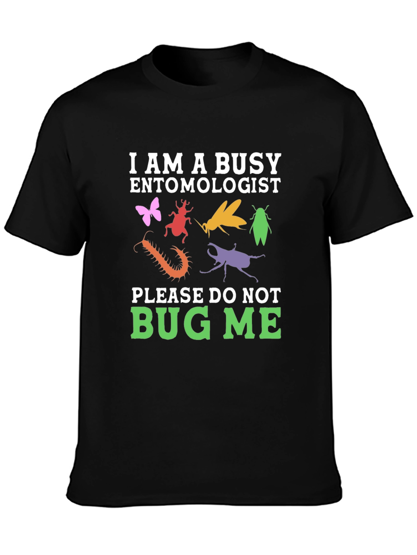 Black Busy Entomologist Graphic T-Shirt view 3