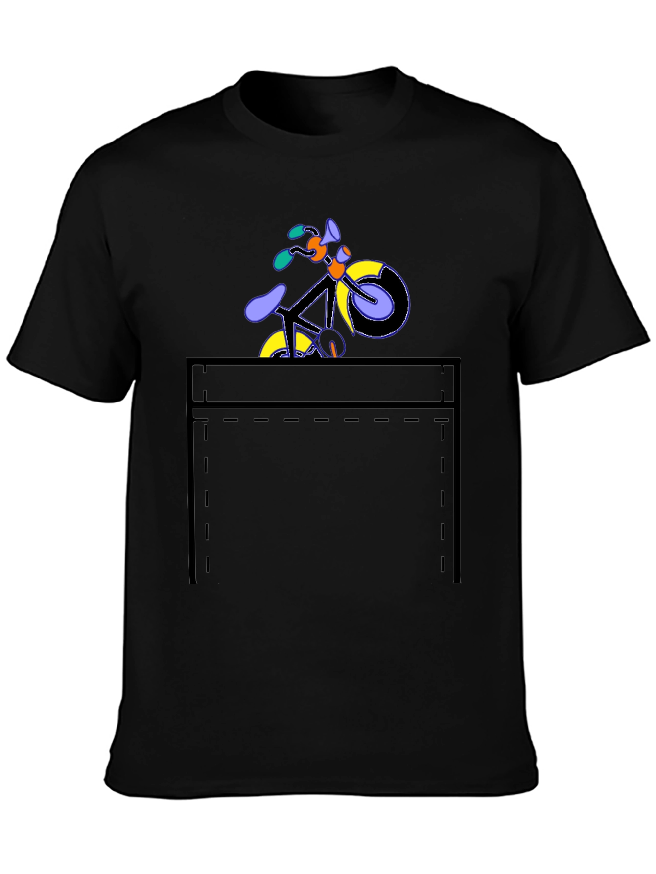 Black Bike in Pocket Graphic Tee - Stylish Casual Wear view 3