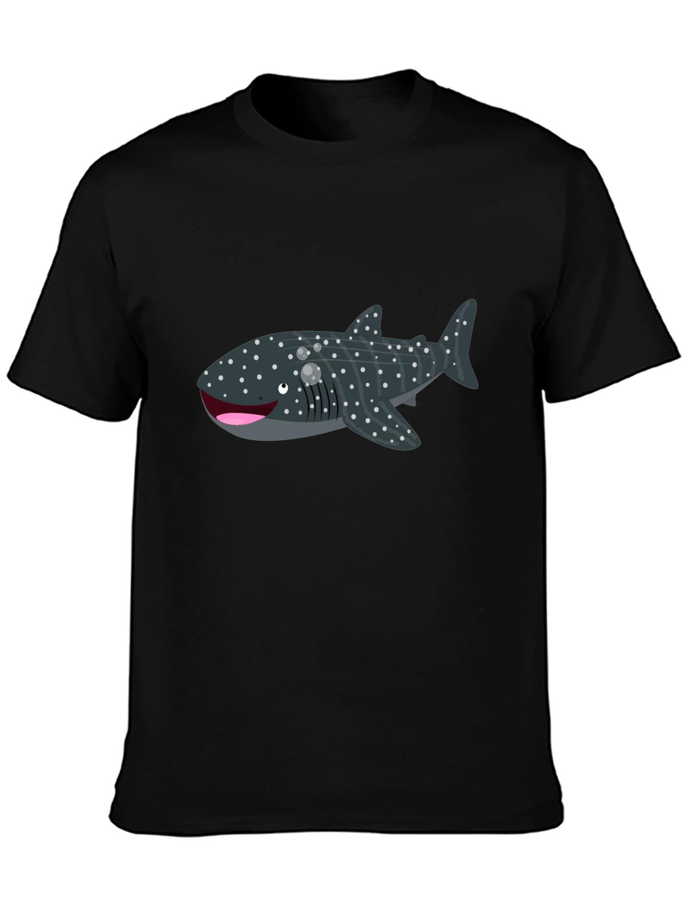 Black Whale Shark Graphic Tee - Black Cotton T-Shirt view 3