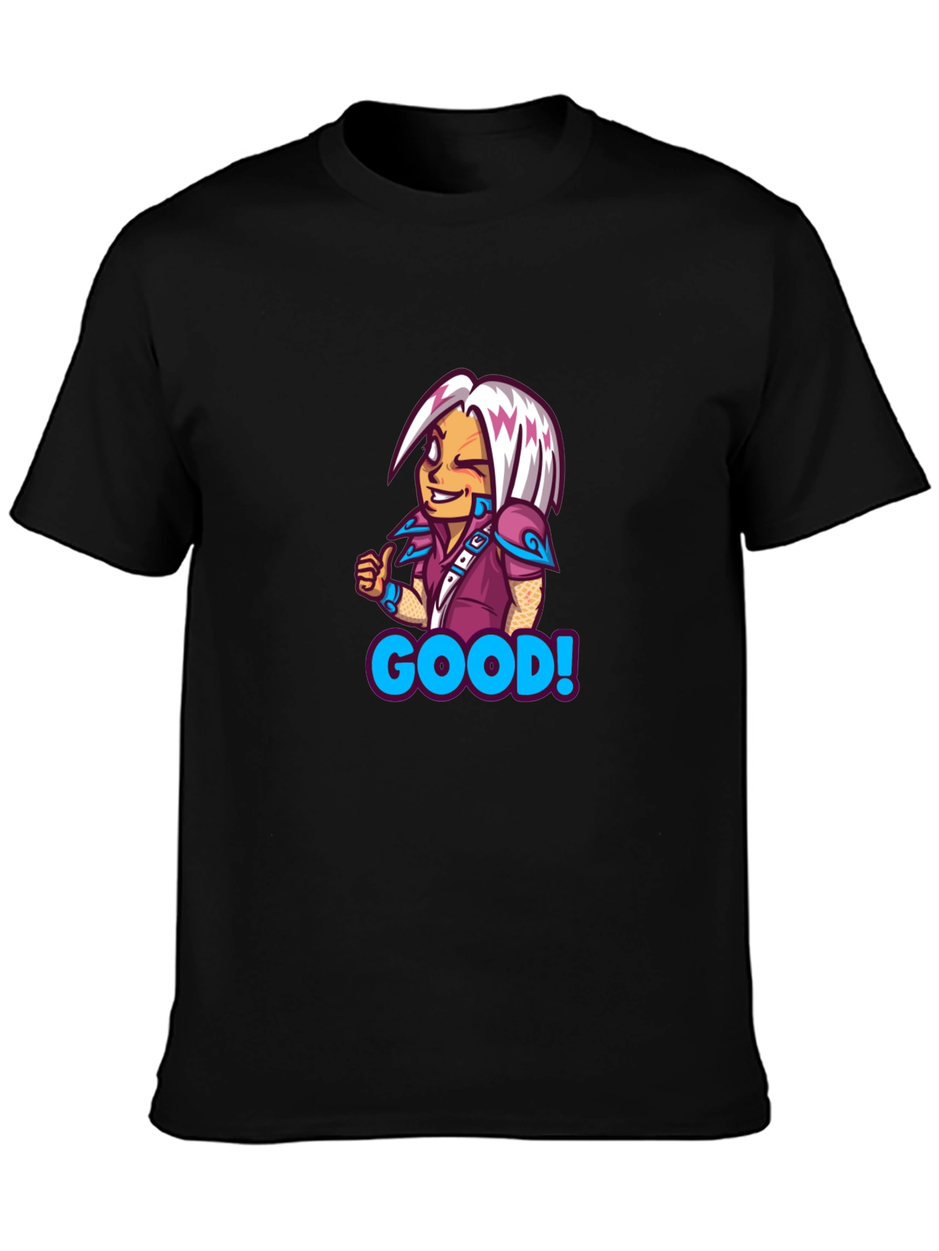 Black Cartoon Character "Good" T-Shirt view 3