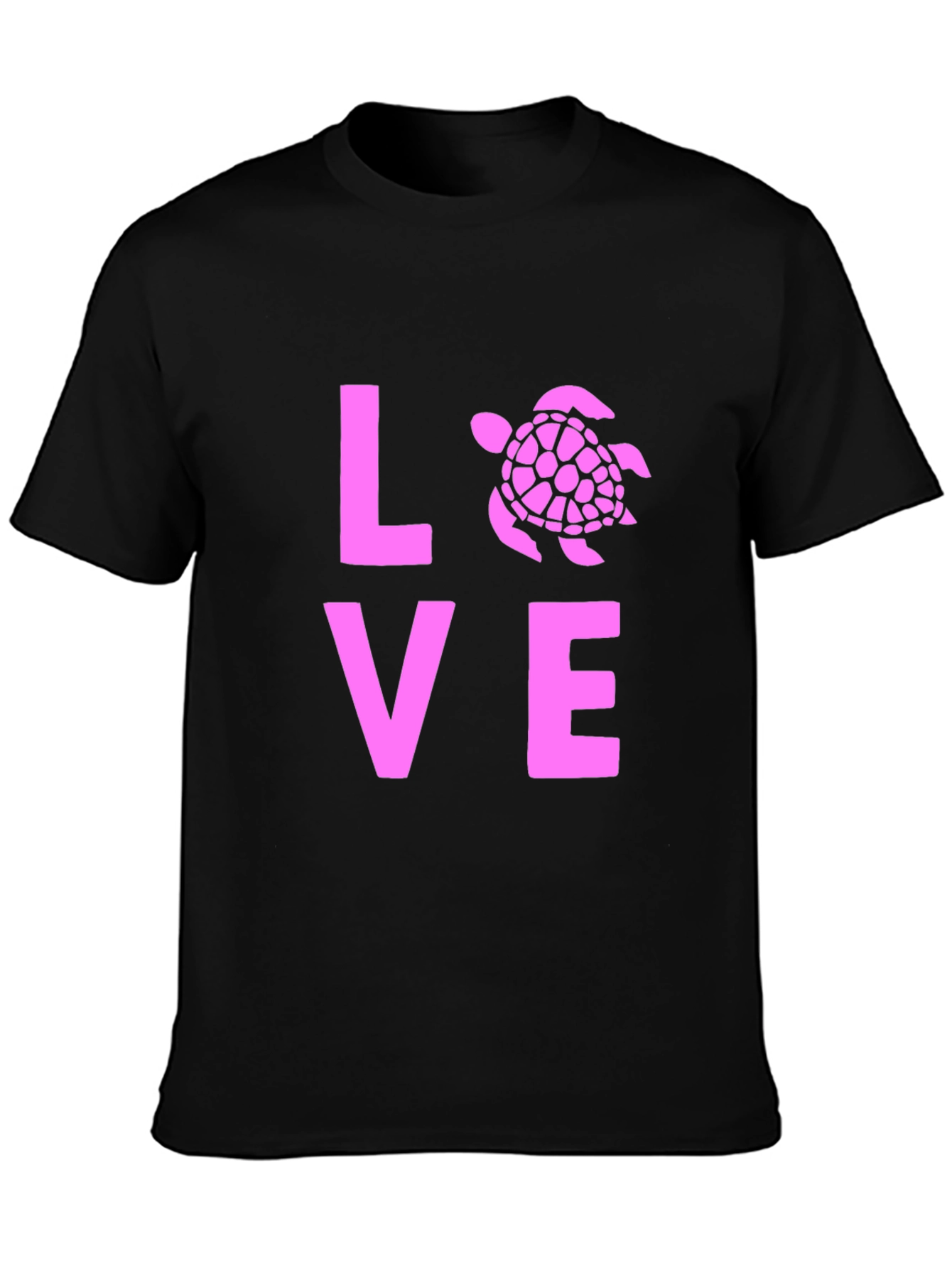 Black Love Turtle Graphic Tee - Black Cotton T-Shirt view 3