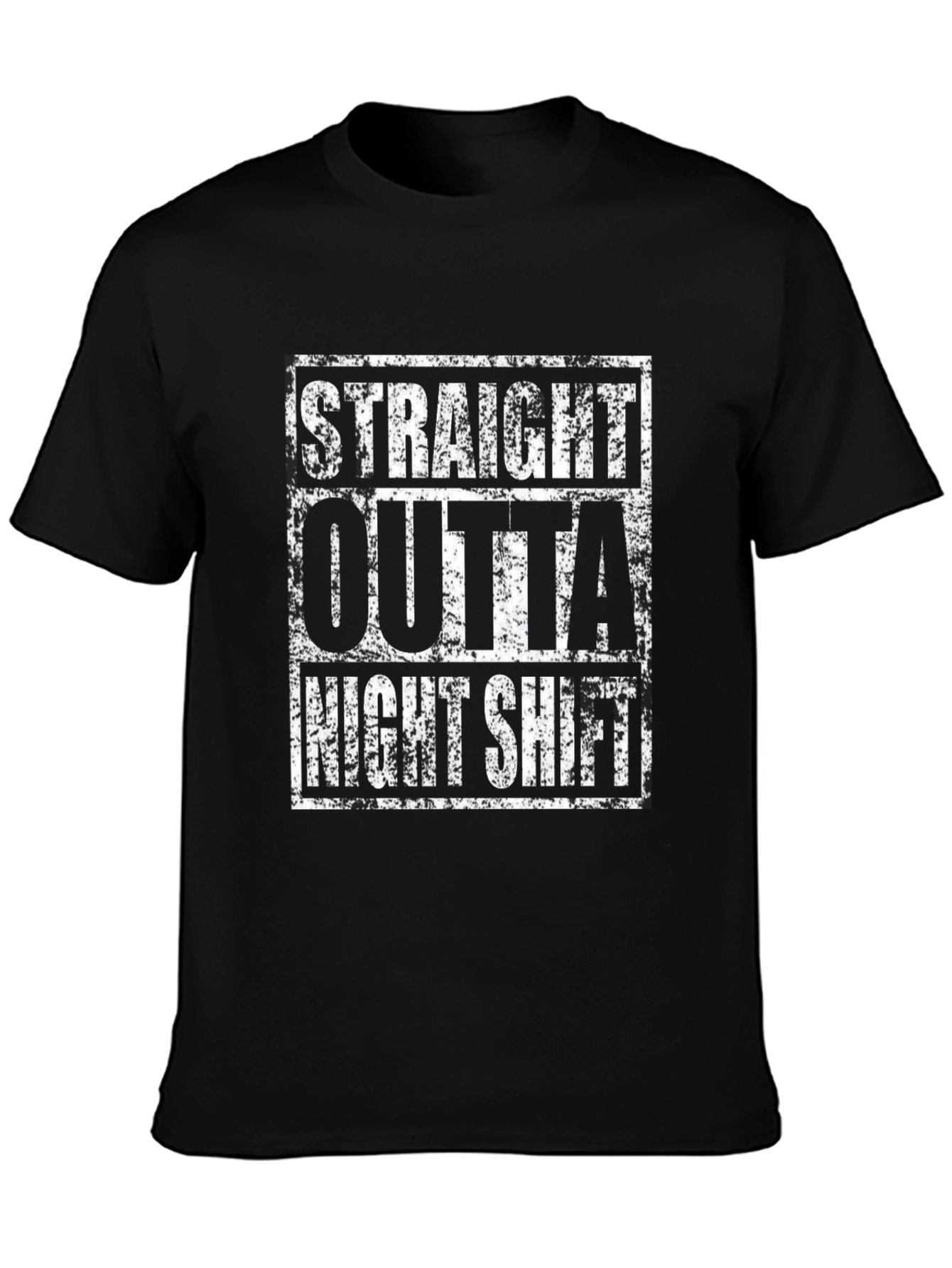 Black Straight Outta Night Shift Graphic T-Shirt view 3