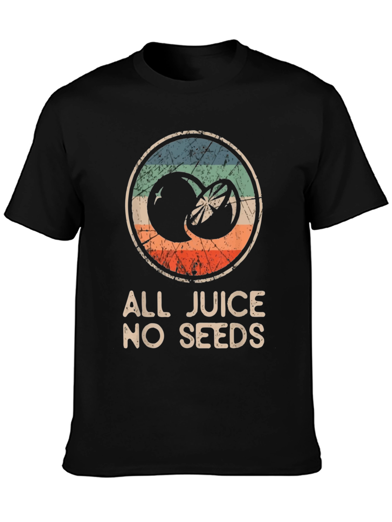 Black All Juice No Seeds T-Shirt - Funny Fruit Graphic Tee view 3