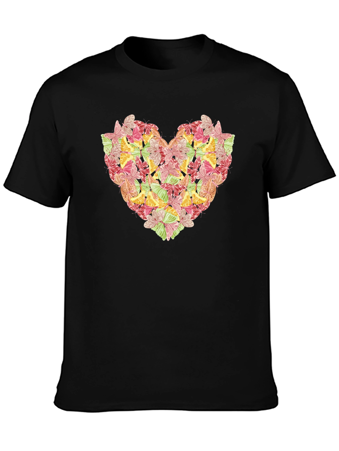 Black Butterfly Heart Graphic Black T-Shirt view 3