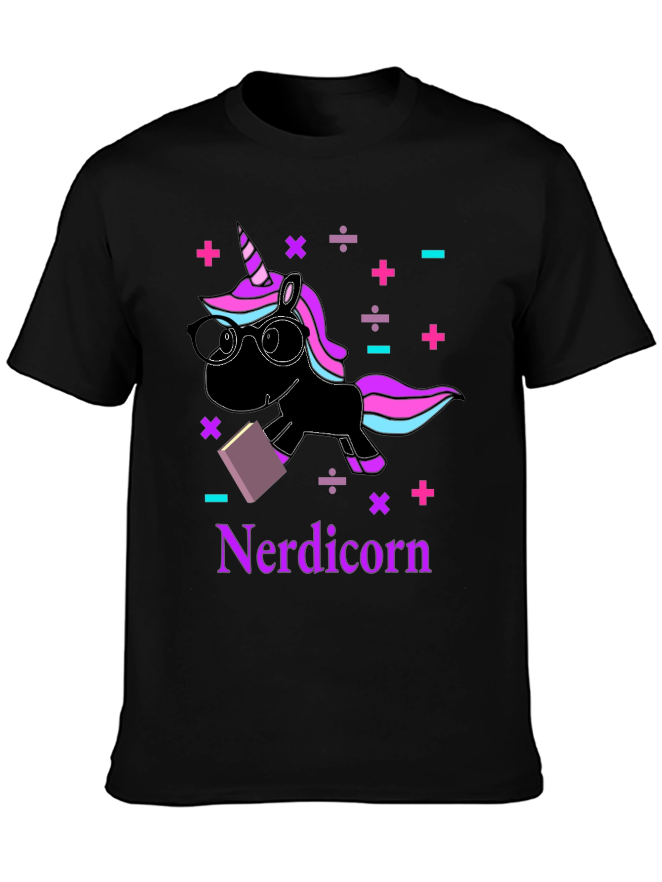 Black Nerdicorn T-Shirt - Funny Unicorn Graphic Tee view 3