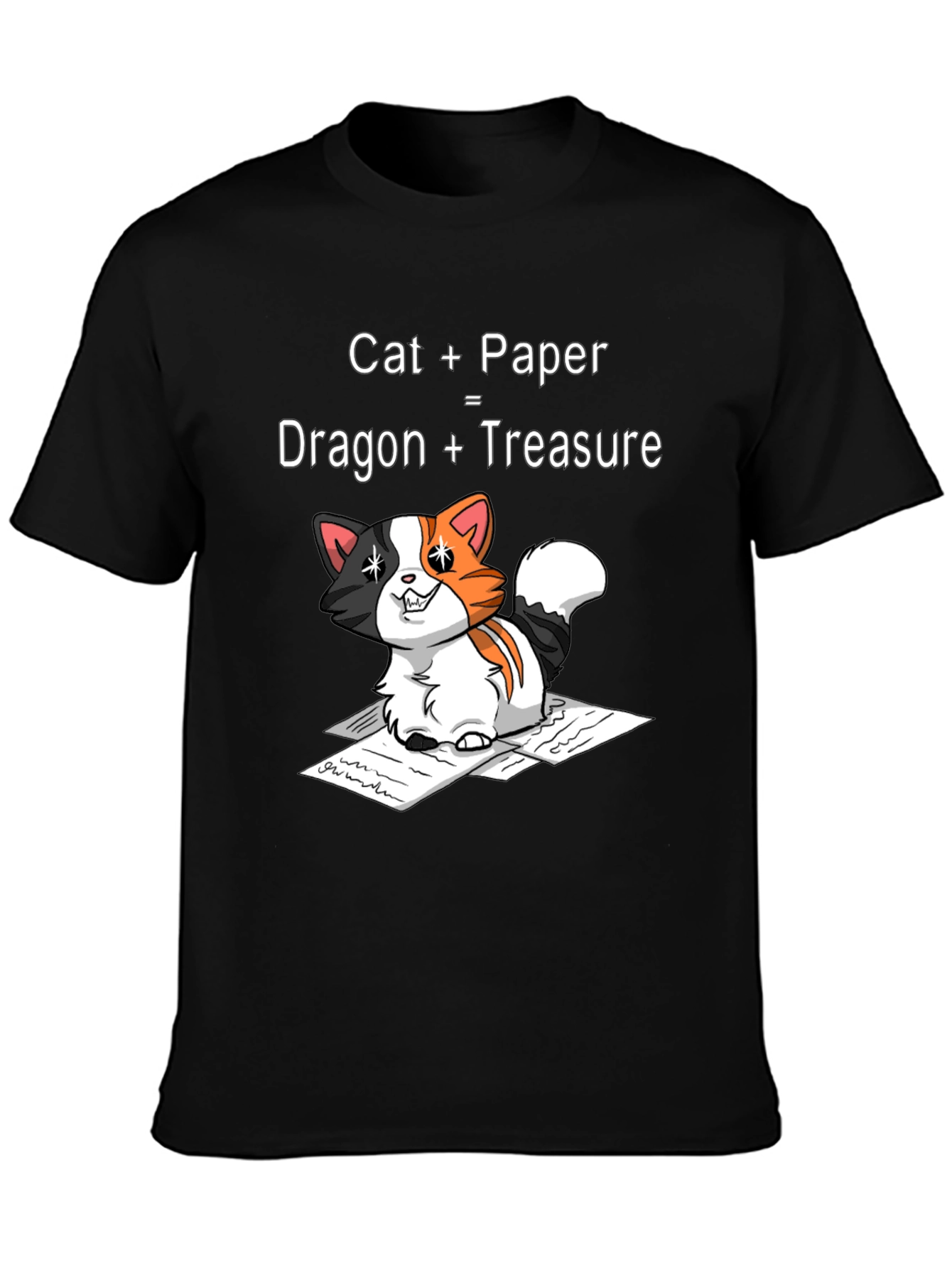 Black Cat Dragon Treasure Graphic T-Shirt view 3