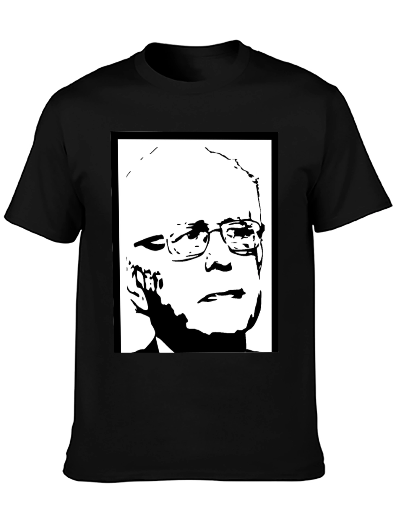 Black Political Graphic Tee - Bernie Sanders Portrait Shirt view 3