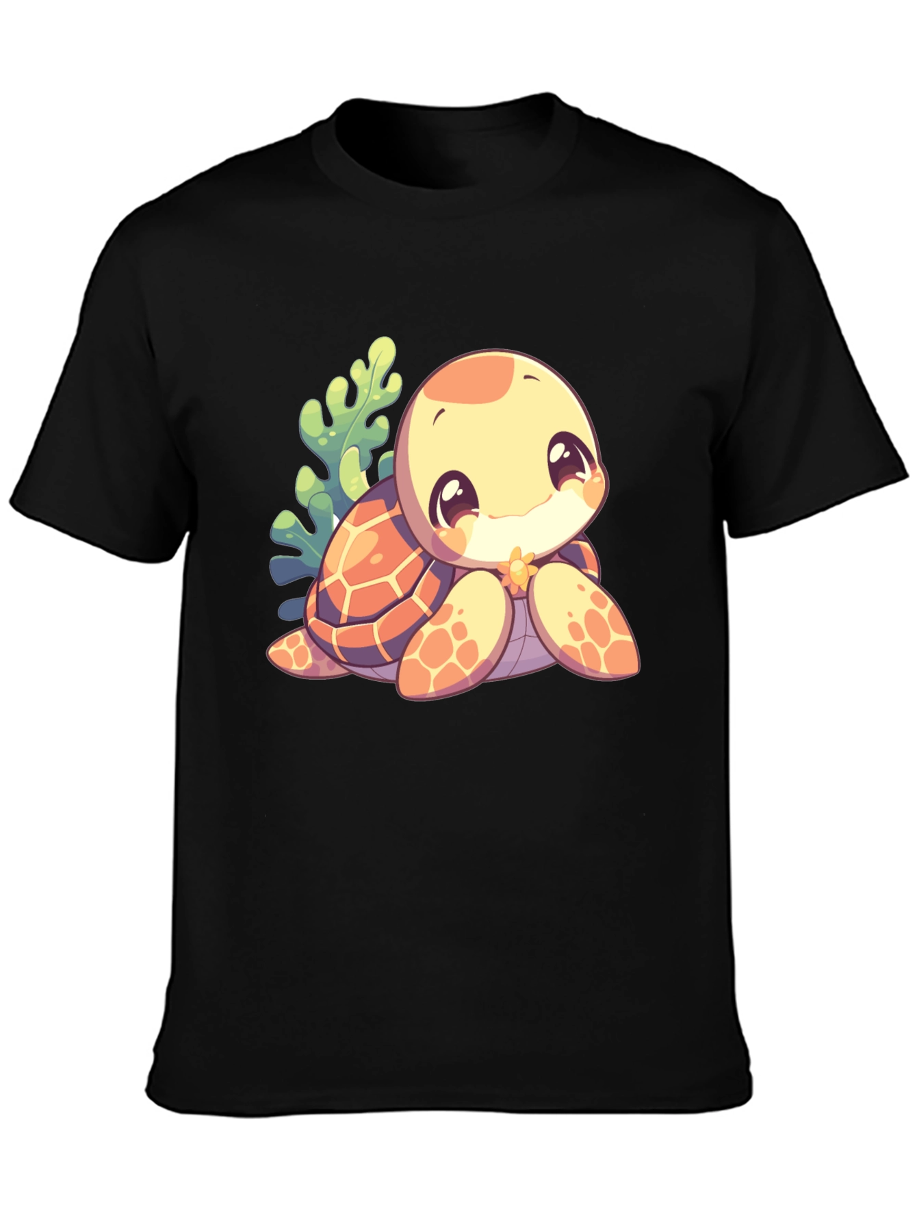Black Cute Turtle Graphic Tee - Black view 3