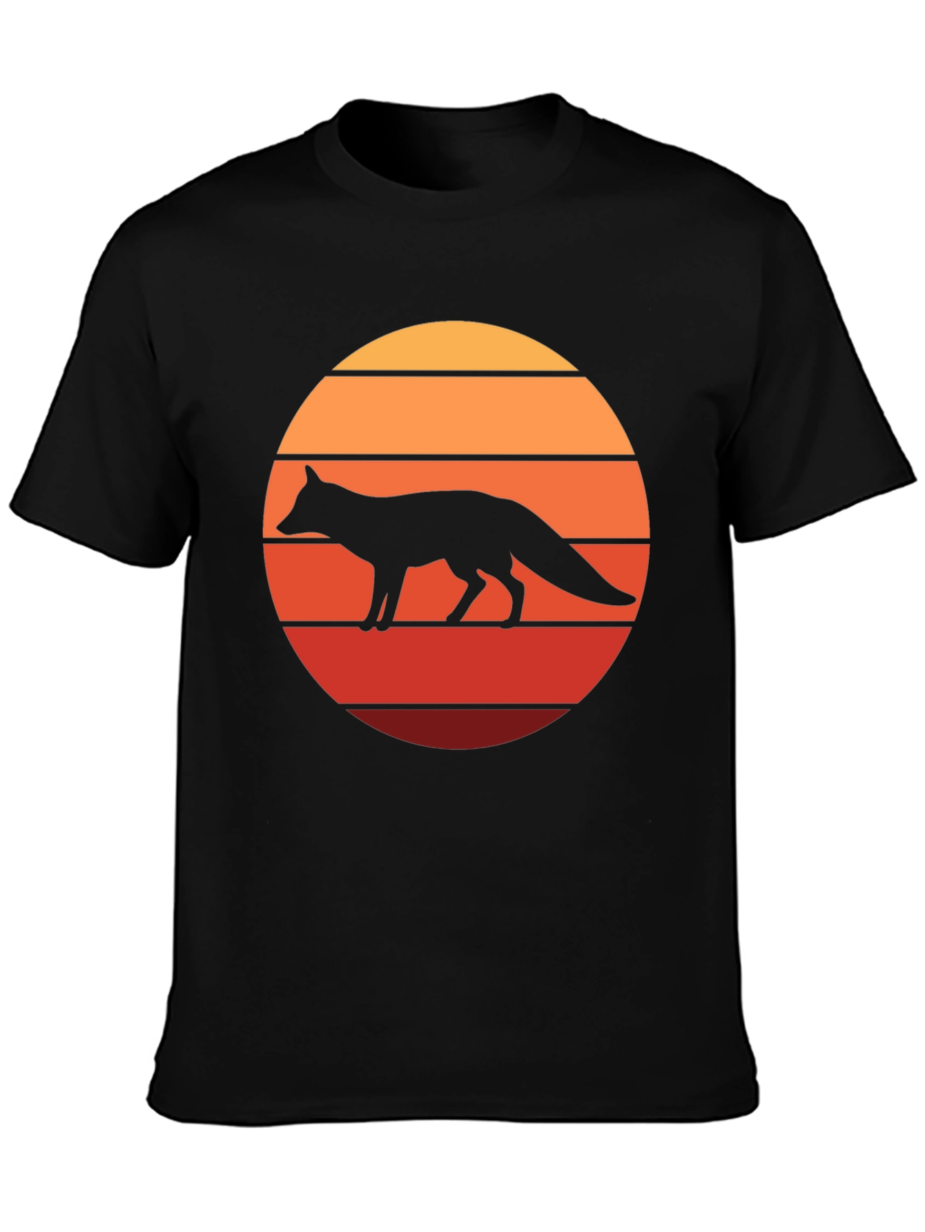 Black Retro Fox Sunset Graphic Tee view 3