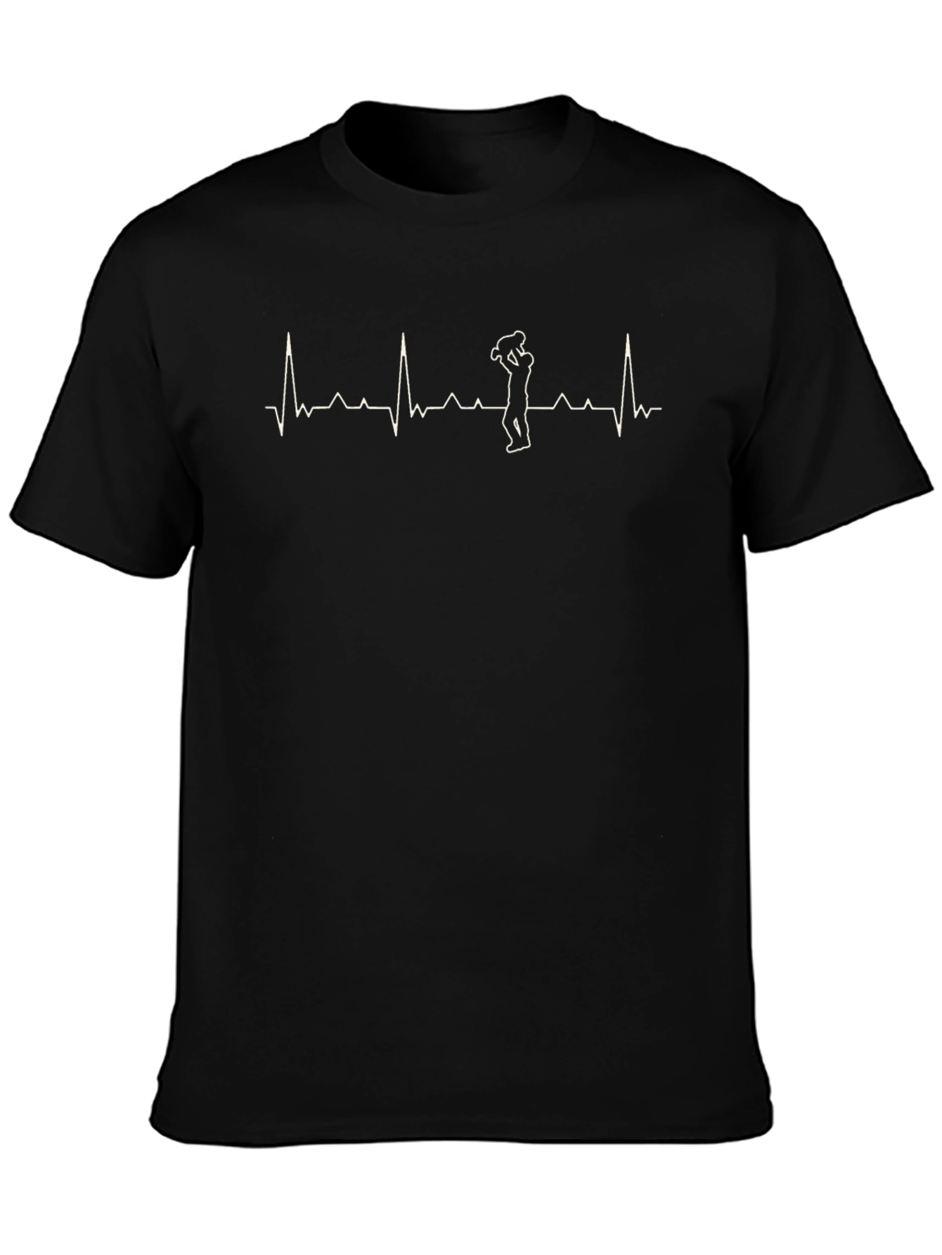 Black Dad Life ECG Heartbeat T-Shirt view 3