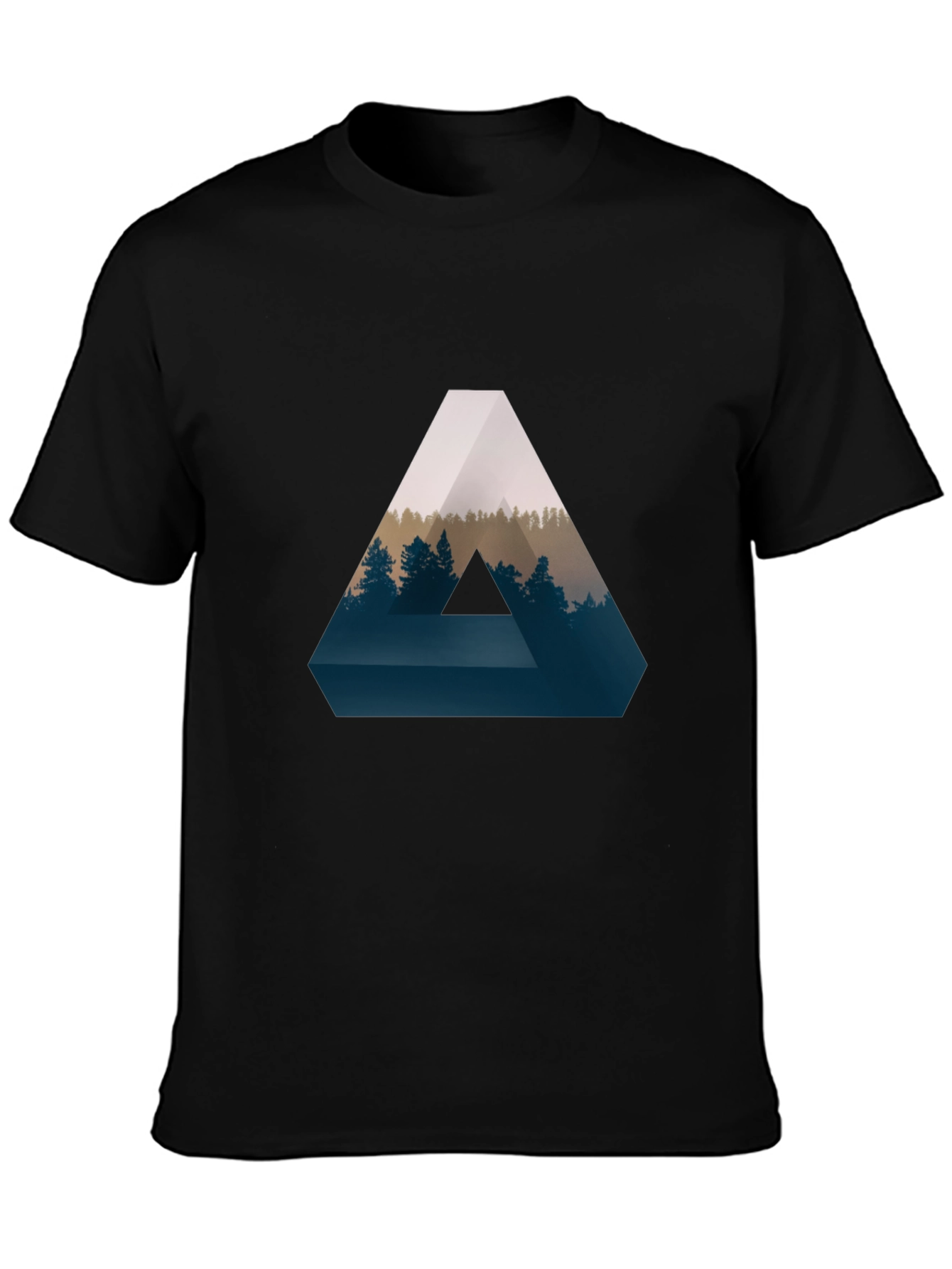 Black Geometric Forest Print T-Shirt - Stylish and Unique view 3