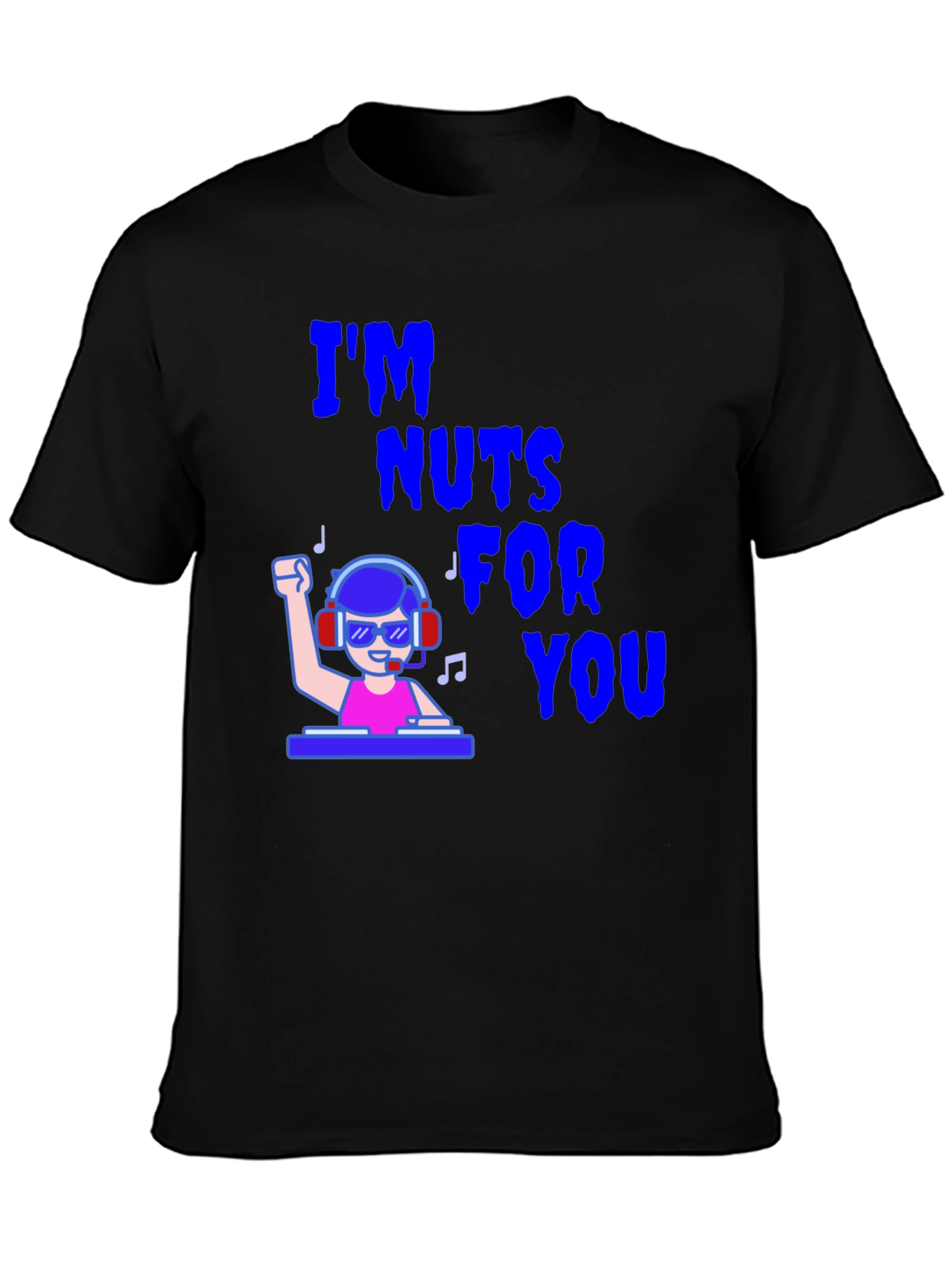 Black I'm Nuts For You DJ Graphic T-Shirt view 3