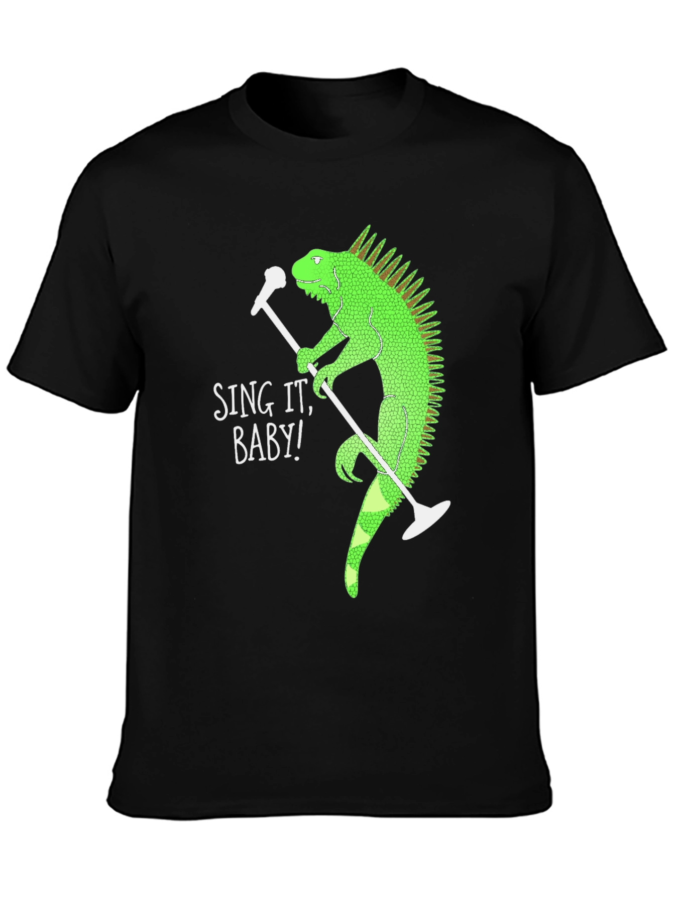 Black Sing It Baby Iguana Graphic T-Shirt view 3