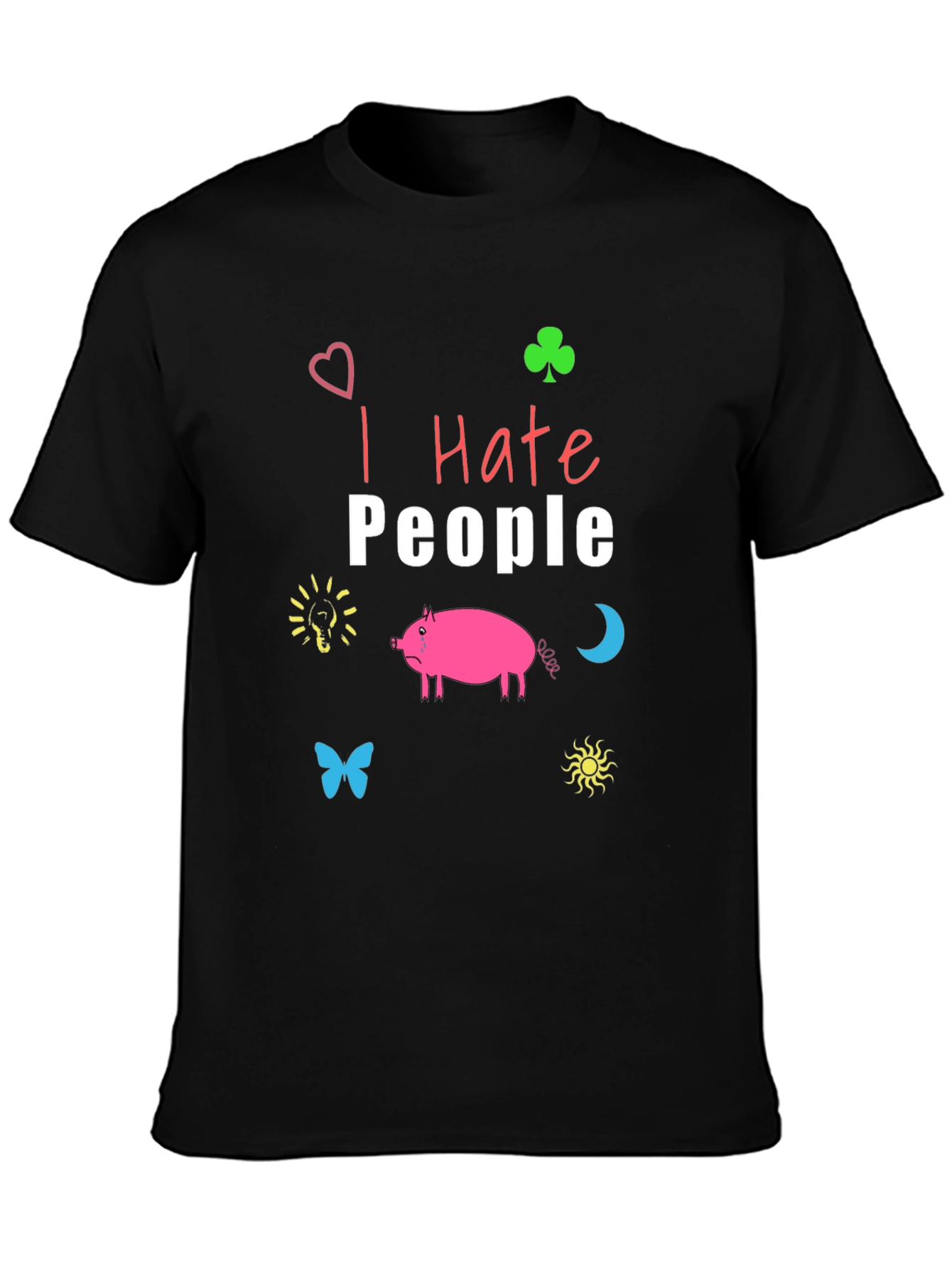 Black I Hate People T-Shirt - Funny Graphic Tee view 3