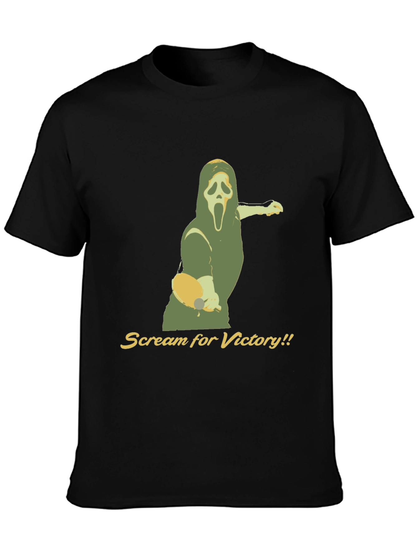 Black Scream for Victory Ping Pong T-Shirt - Black view 3