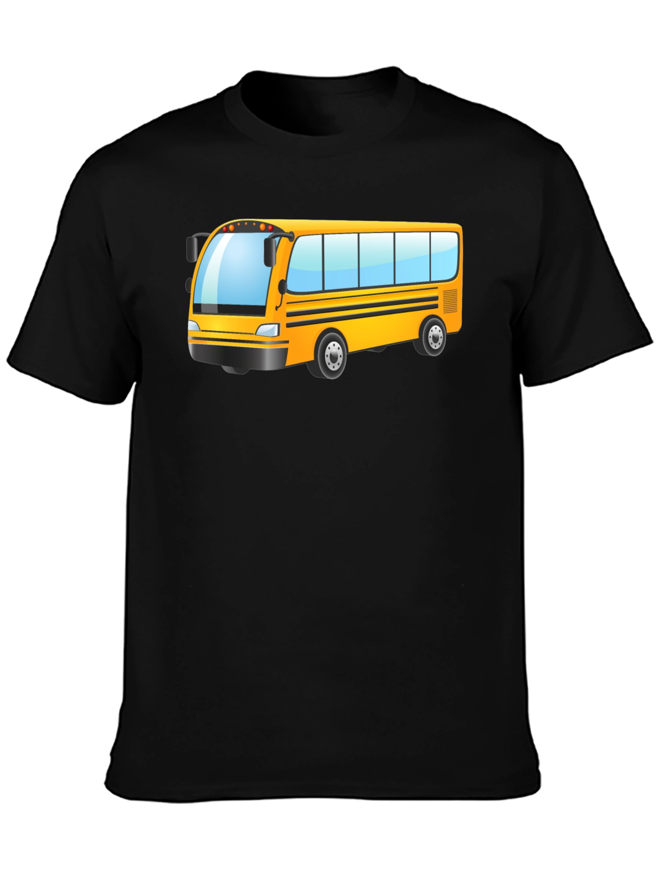 Black Cartoon School Bus Graphic T-Shirt view 3