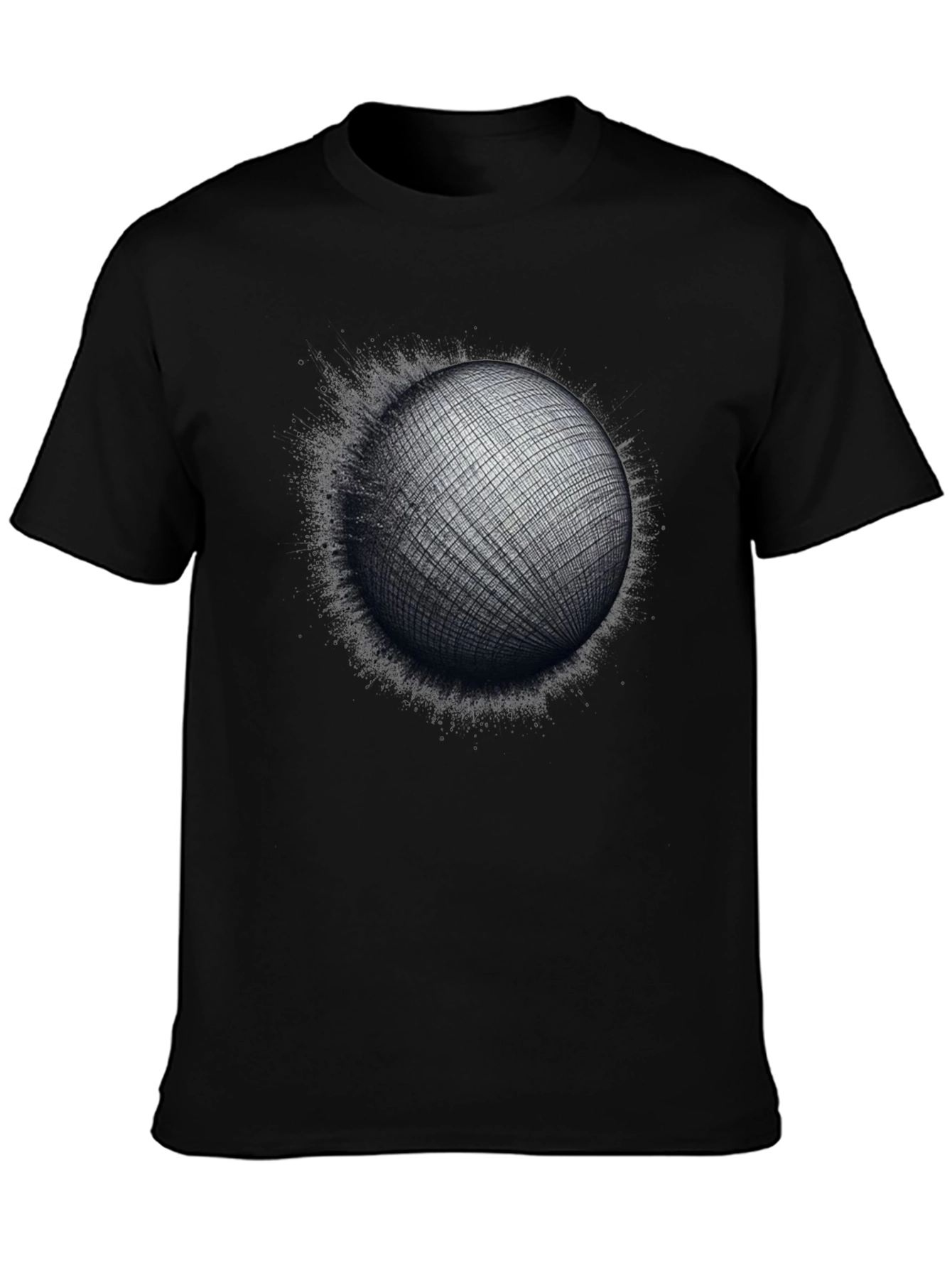 Black Abstract Sphere Graphic Tee - Modern Artistic T-Shirt view 3