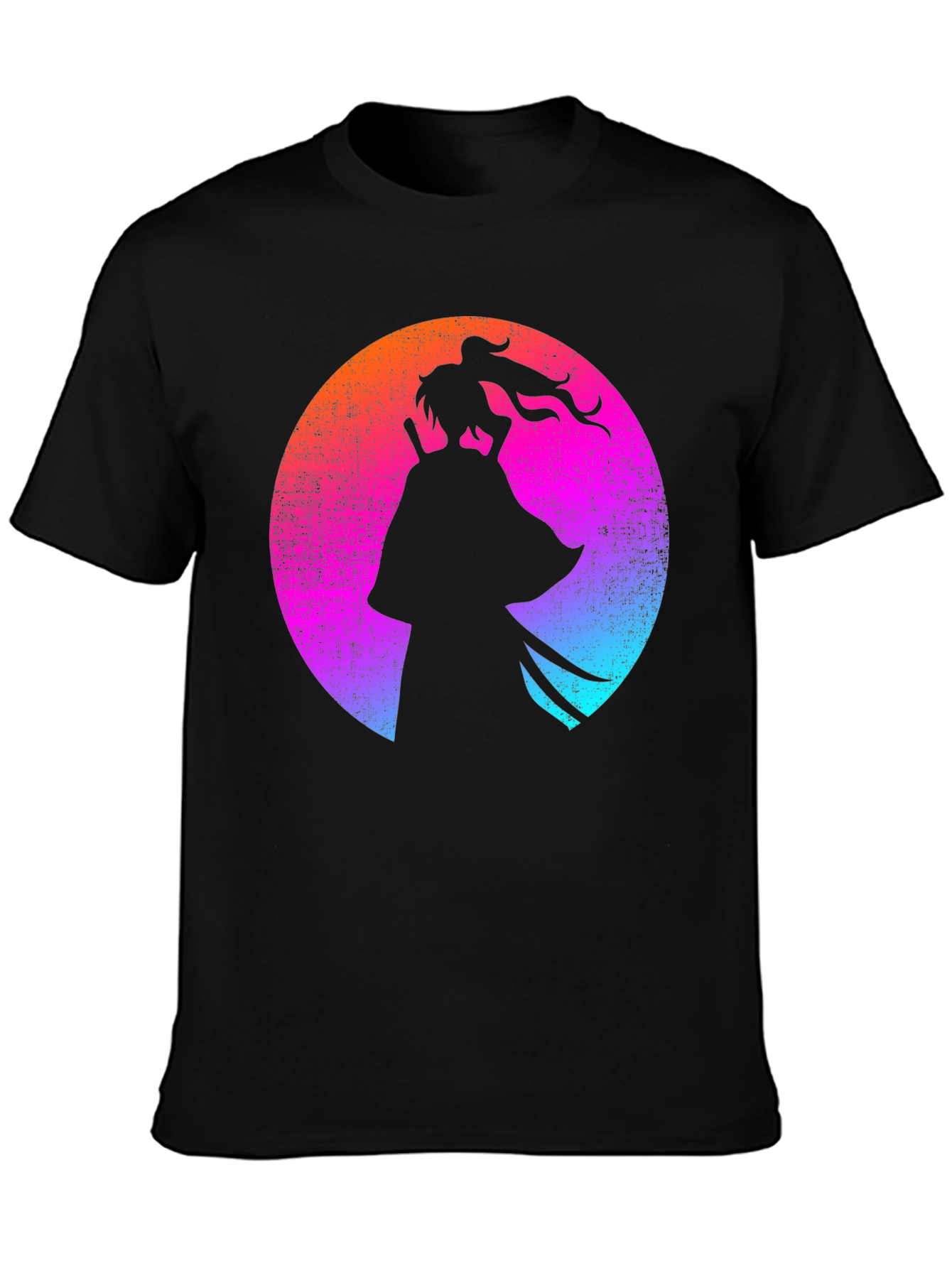 Black Samurai Silhouette T-Shirt - Retro Style view 3